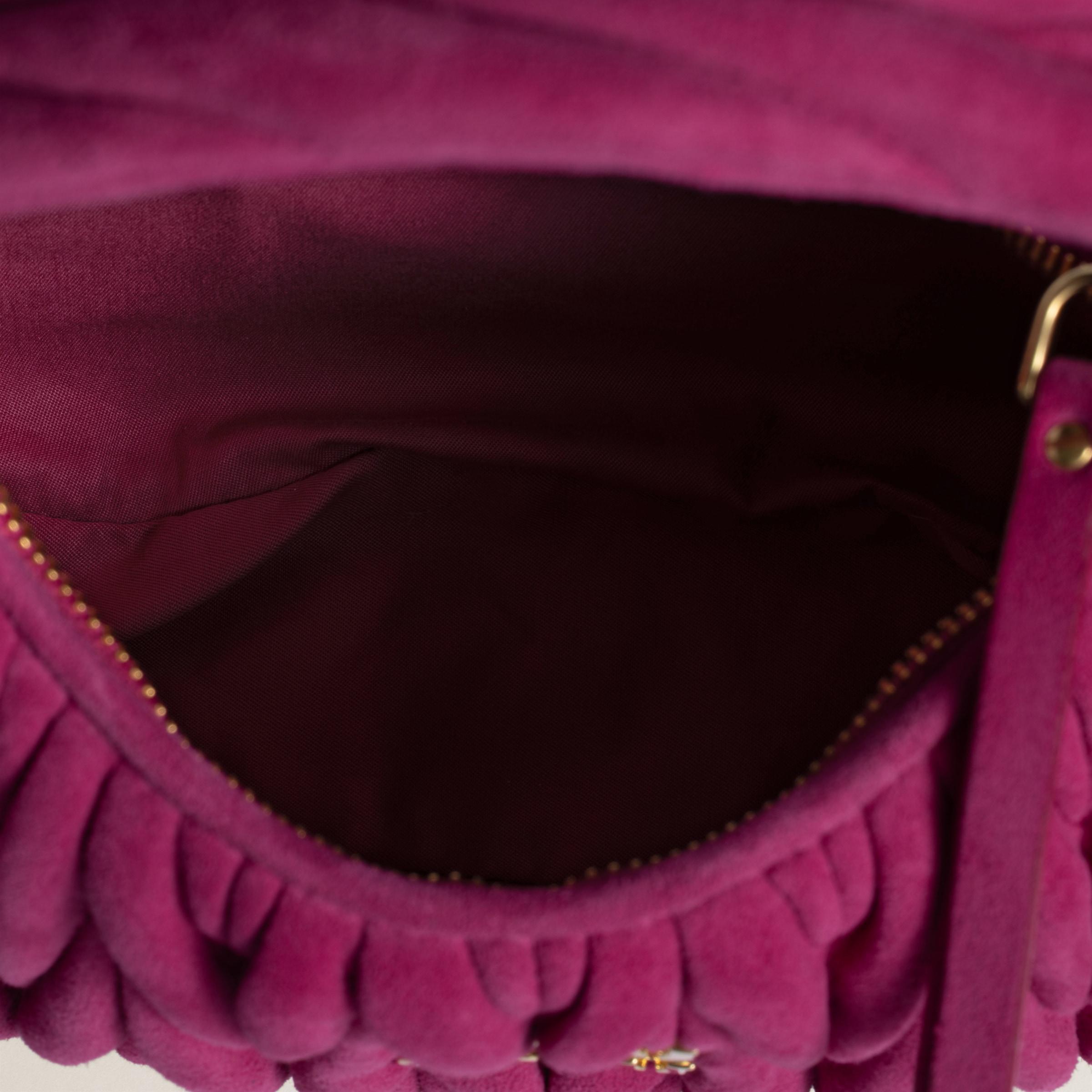 Miu Miu Wander Matelassé Suede Bag In Fuchsia
