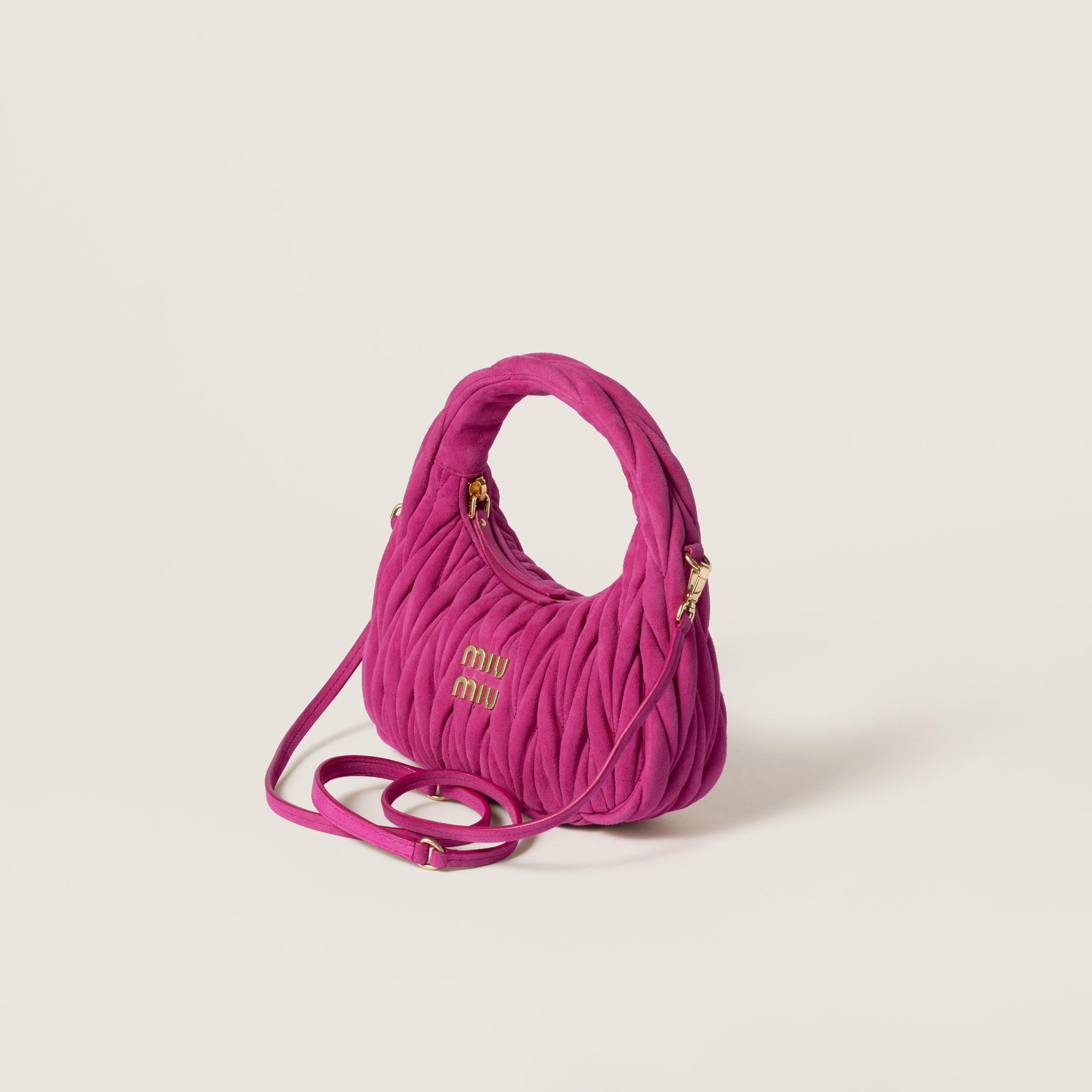 Wander matelassé suede bag - Collection Collections | Miu Miu
