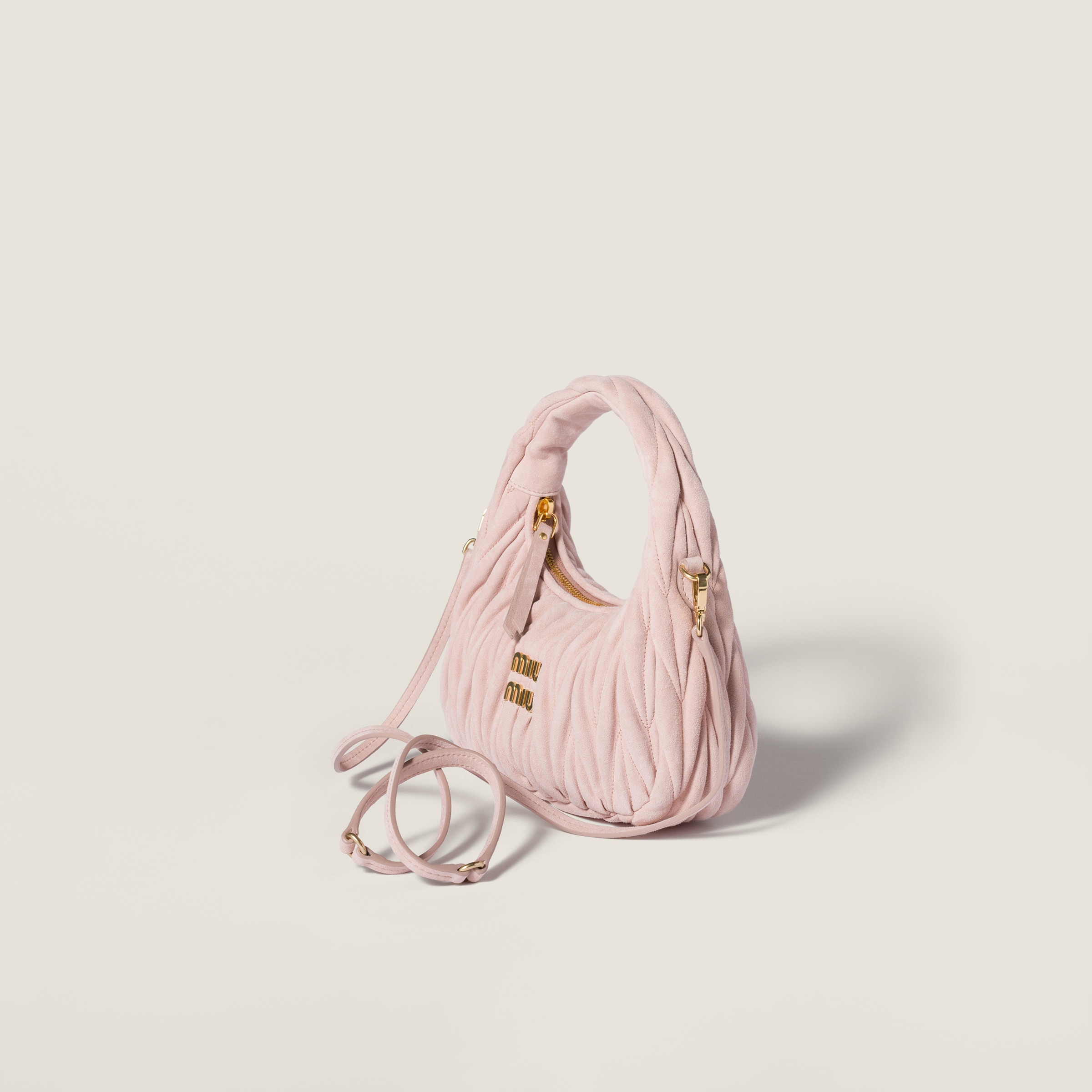 Miu Miu Wander Matelassé Suede Bag In Orange