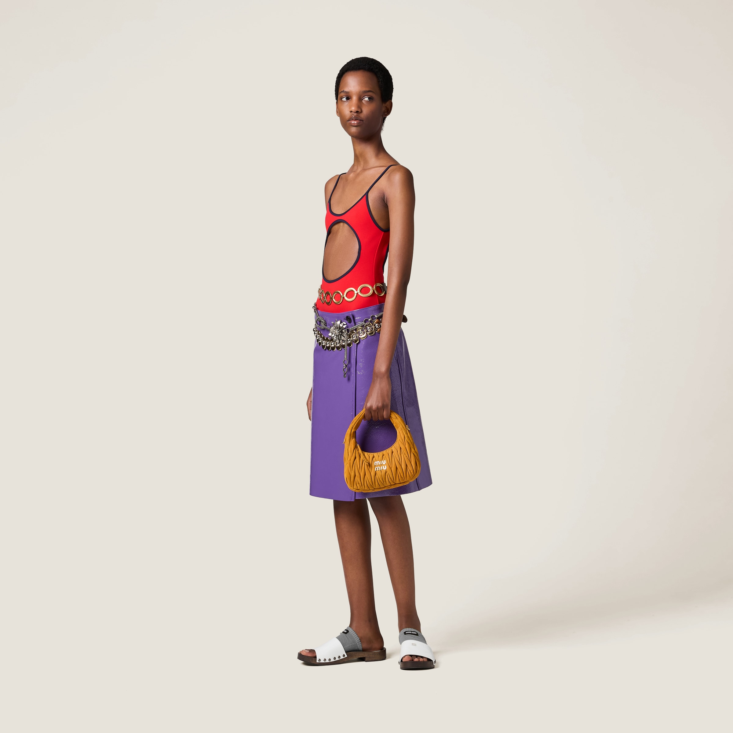 Miu Miu Wander Matelassé Suede Bag In Whiskey