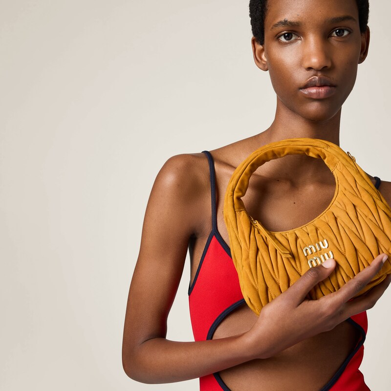 Wander matelassé suede bag