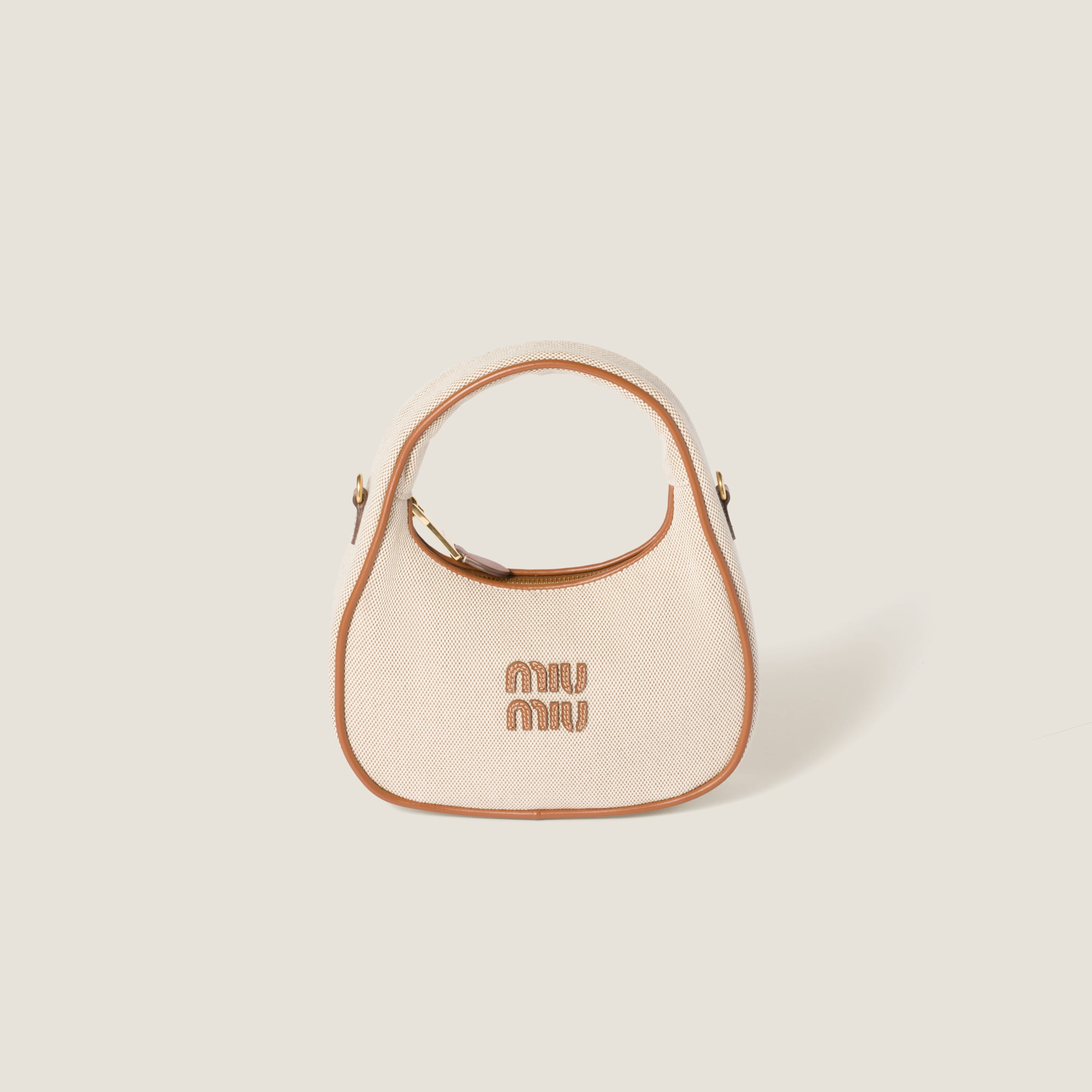 Miu Miu Wander Canvas And Leather Bag