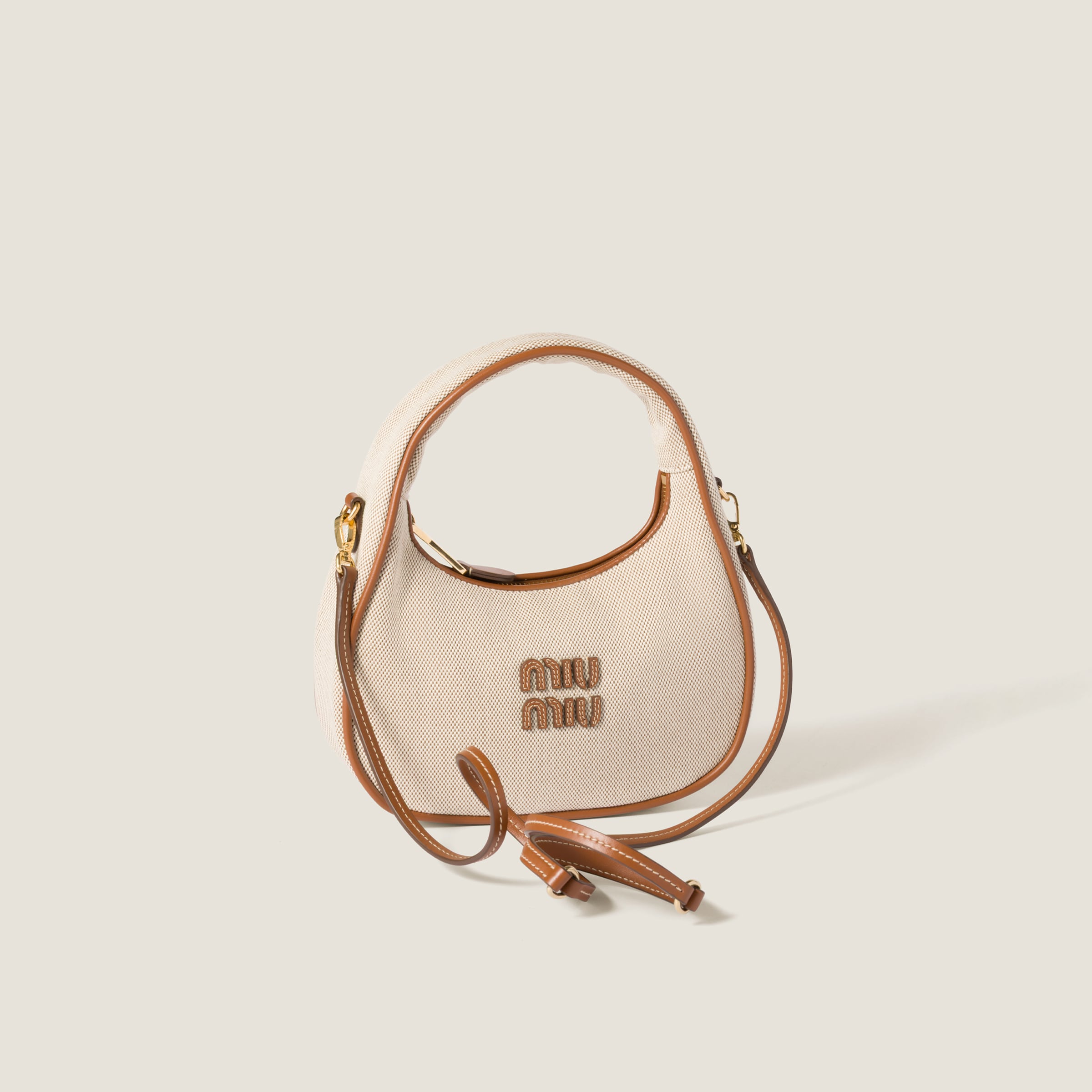 Miu Miu Wander Canvas And Leather Bag