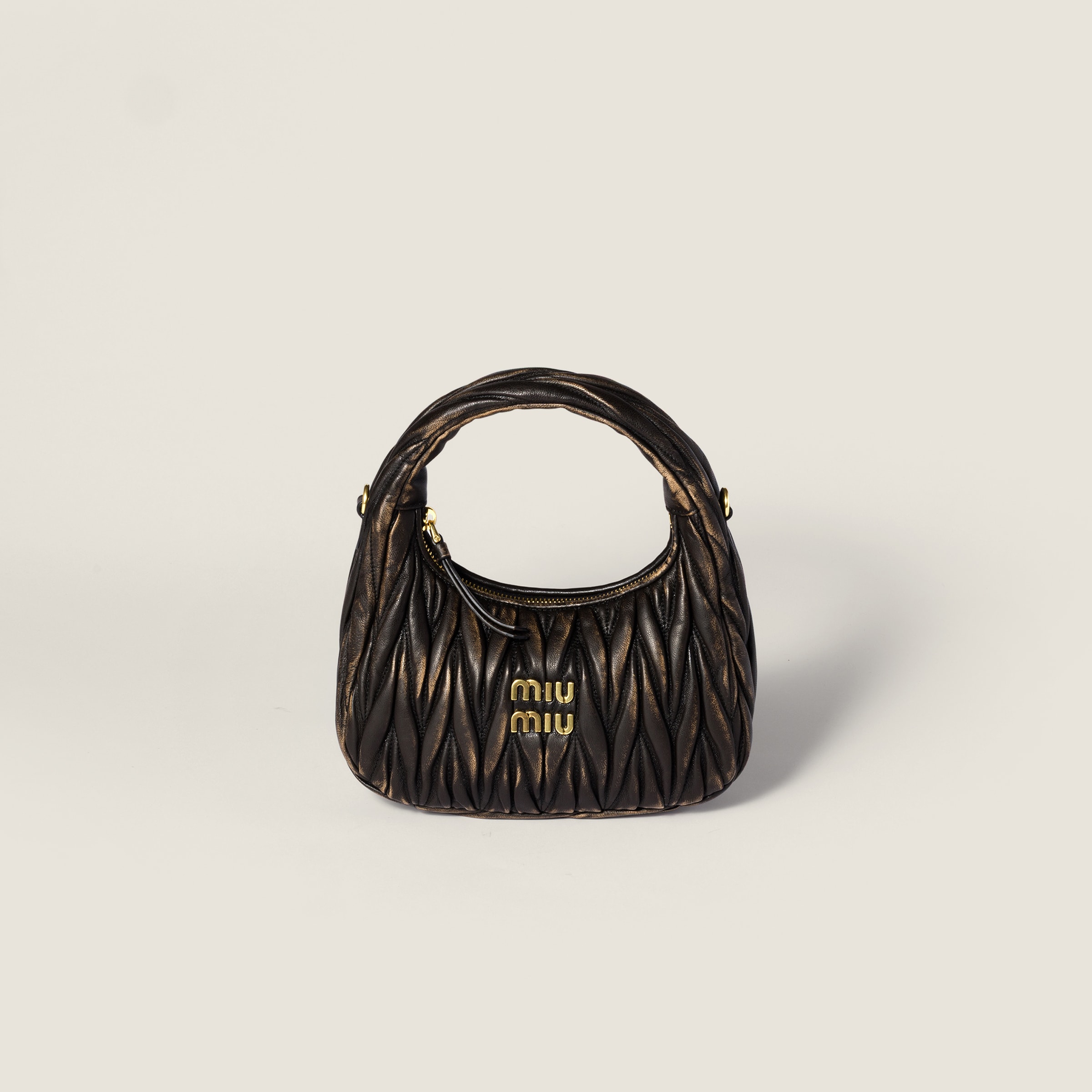 Miu Miu Wander Matelassé Nappa Leather Bag In Brown