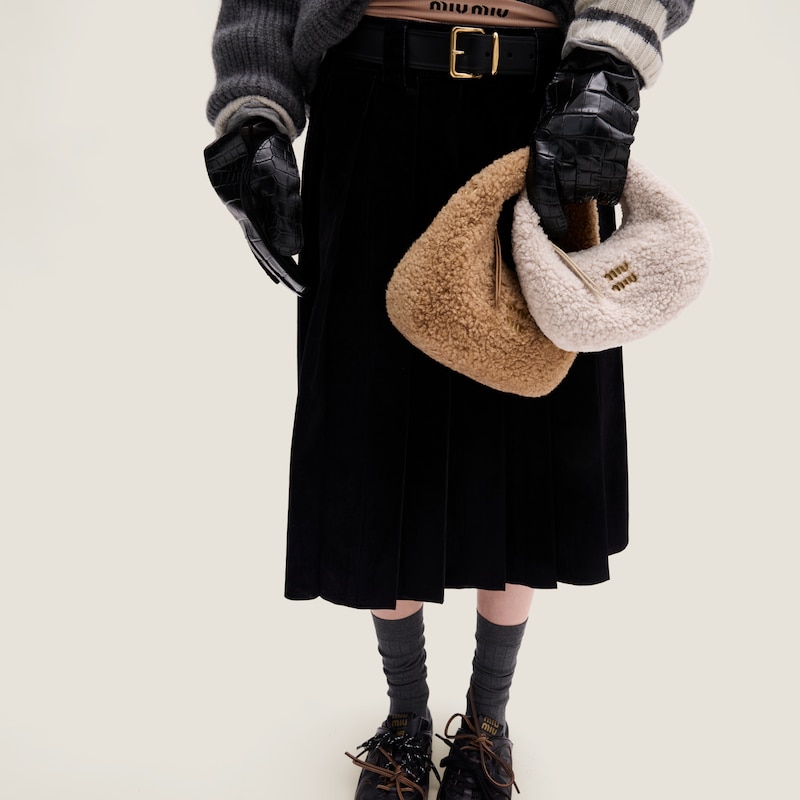Wander shearling hobo bag