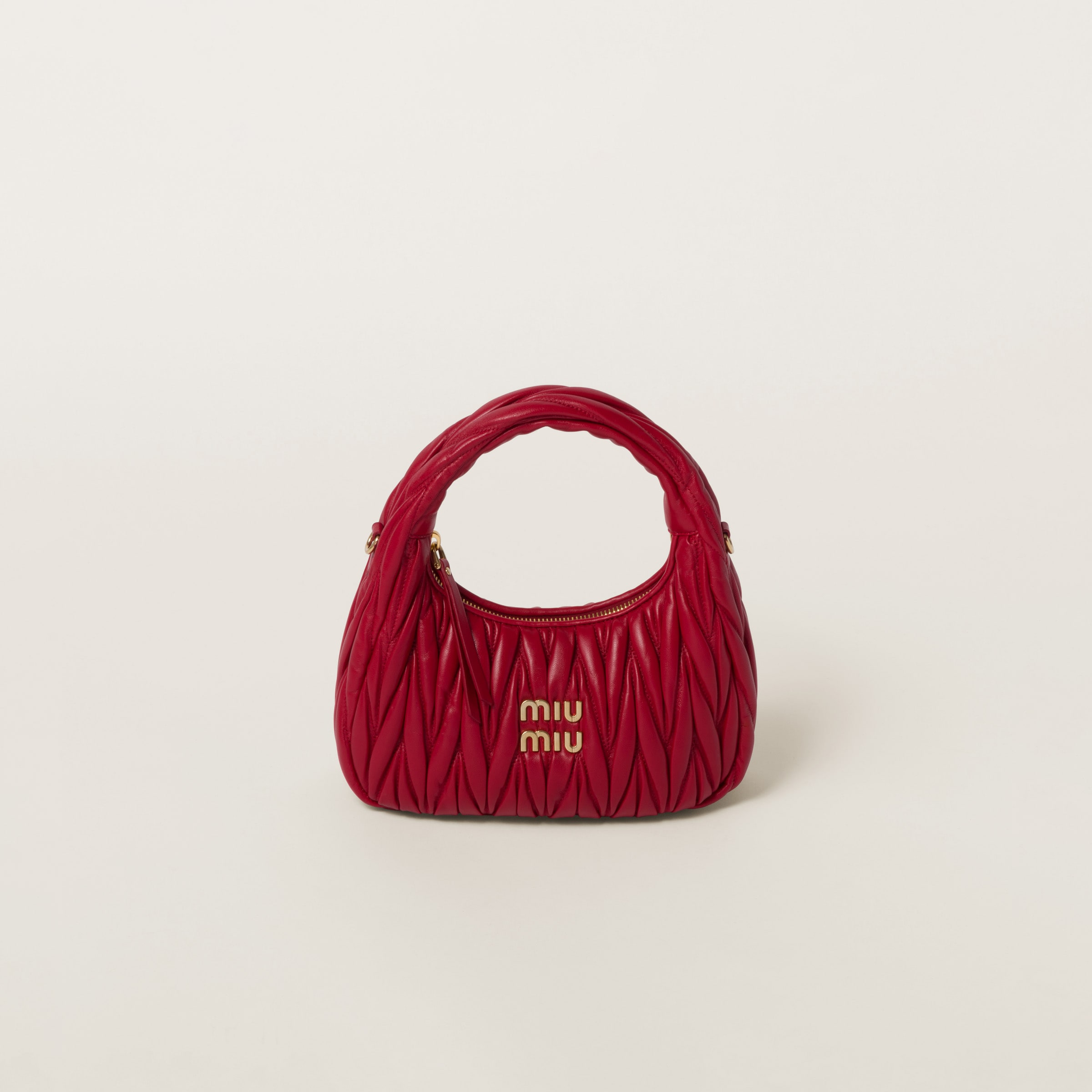 レッド ワンダー マテラッセレザー ホーボーバッグ | Miu Miu レッド ワンダー マテラッセレザー ホーボーバッグ | Miu Miu