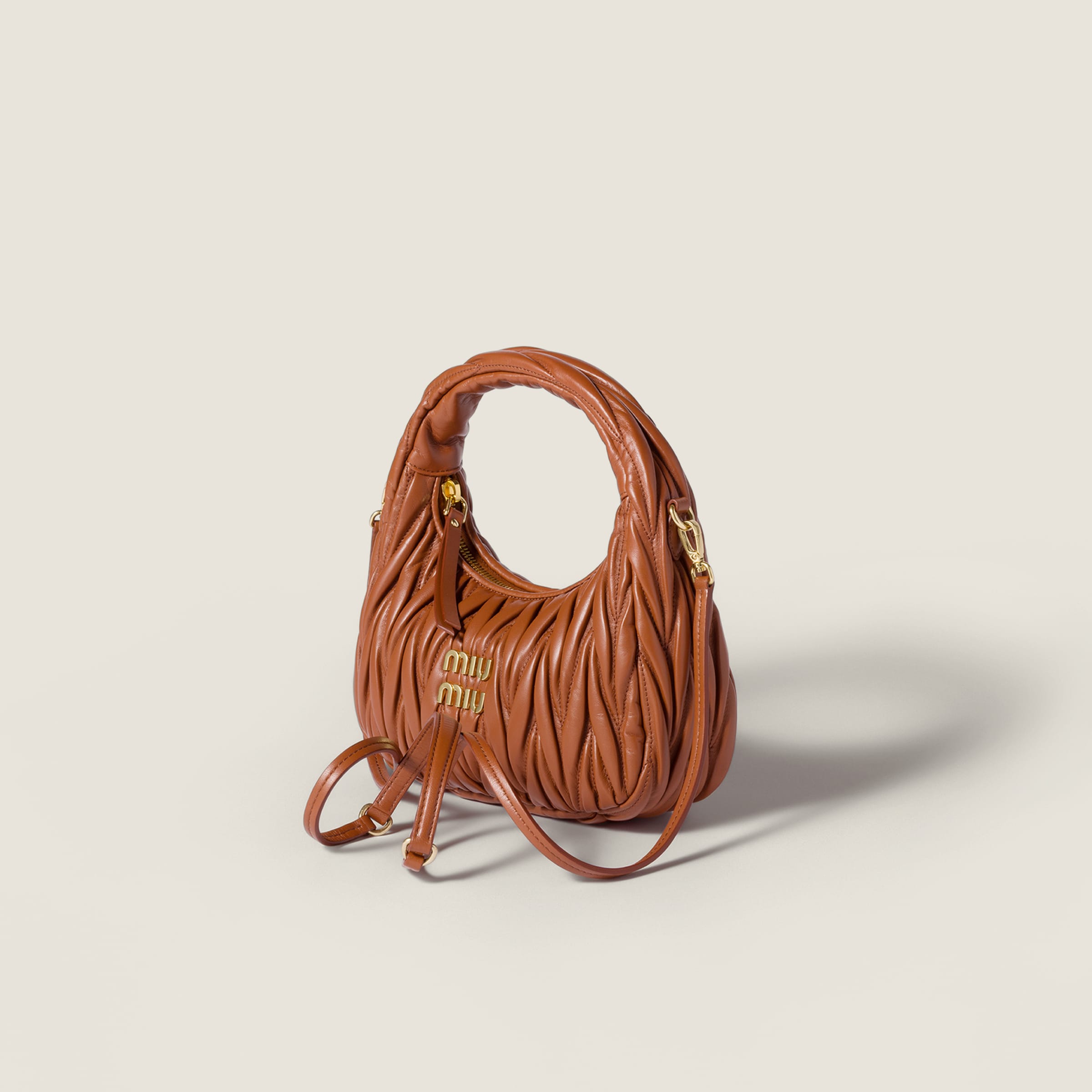 Miu Miu Wander Matelassé Nappa Leather Hobo Bag