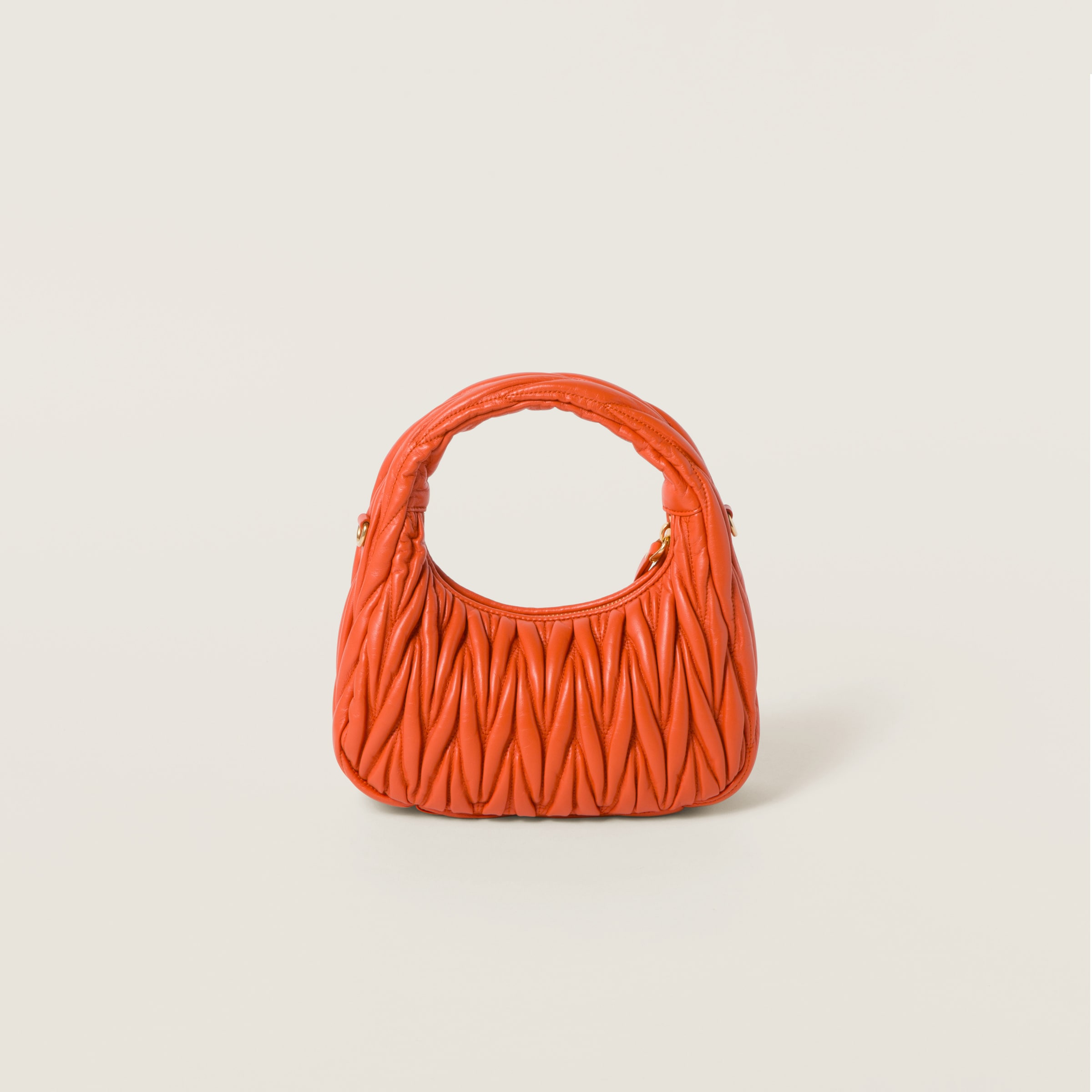 Orange Wander Matelassé Nappa Leather Hobo Bag | Miu Miu - United