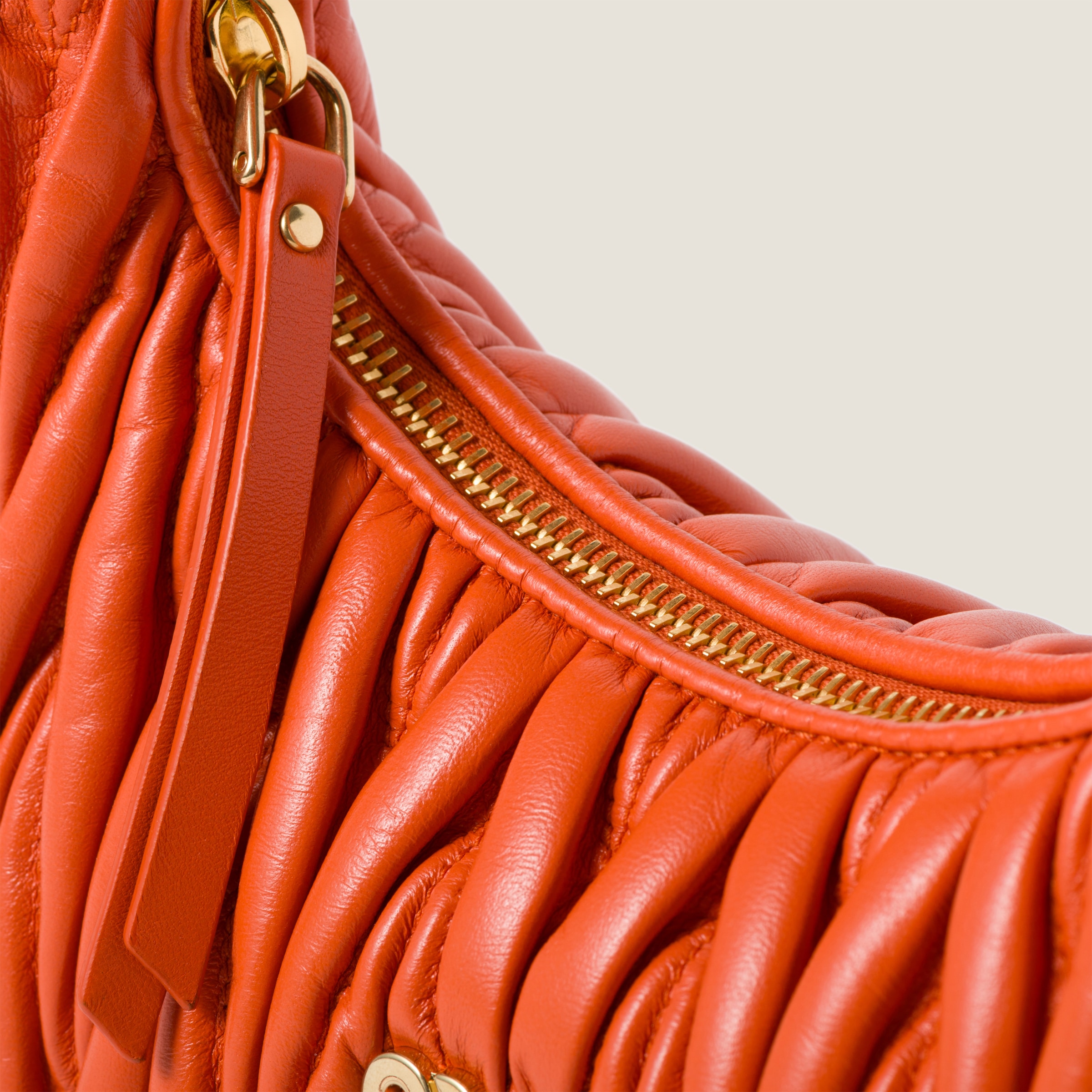 Orange Wander Matelassé Nappa Leather Hobo Bag | Miu Miu - United