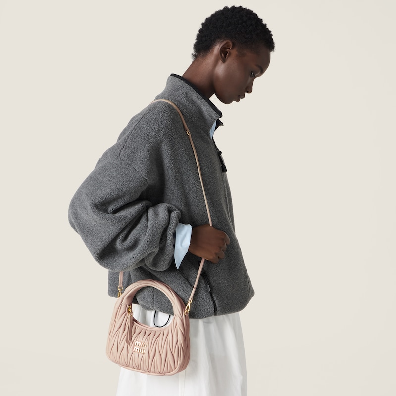 Wander matelassé nappa leather hobo bag