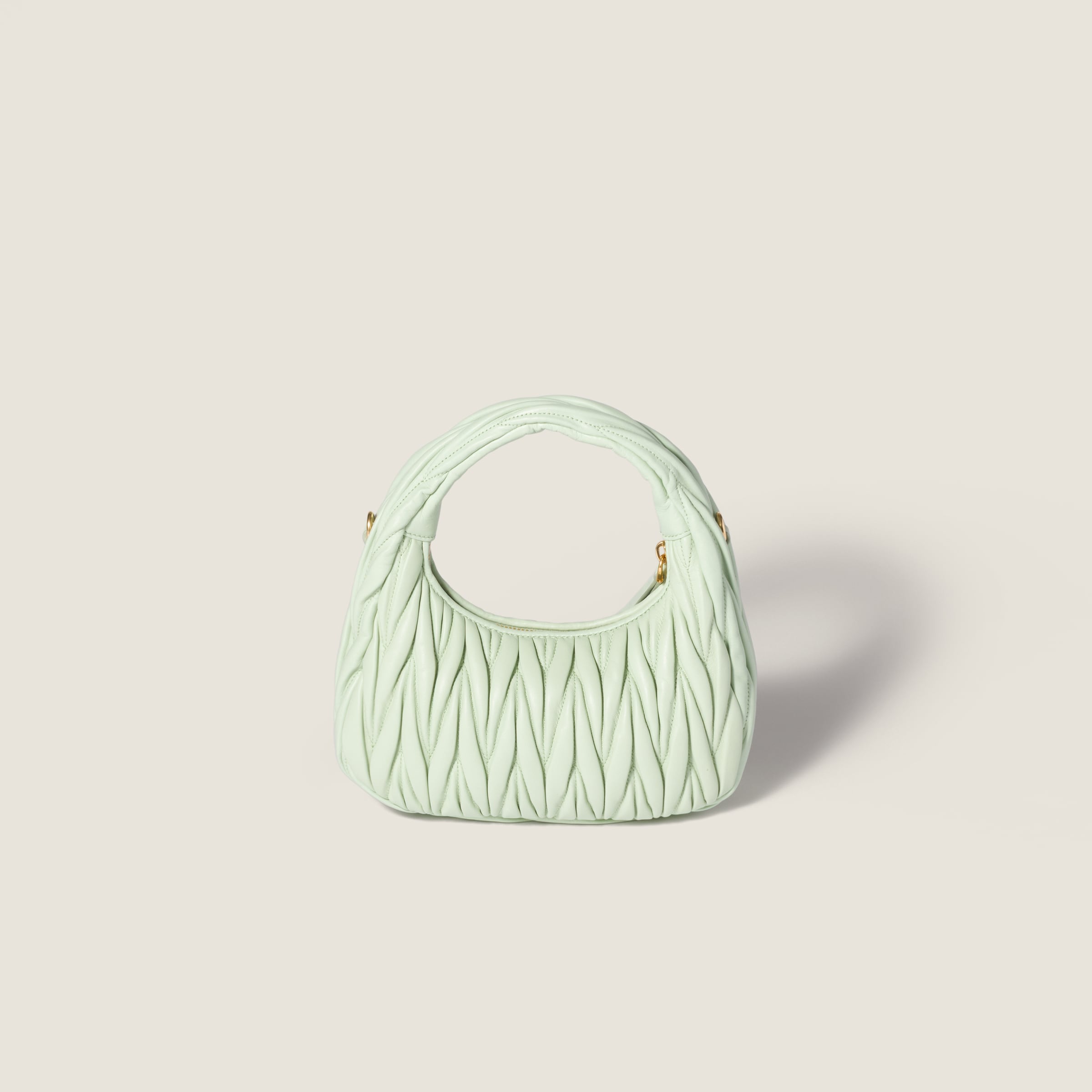 Miu Miu Wander Matelassé Nappa Leather Hobo Bag In Blue