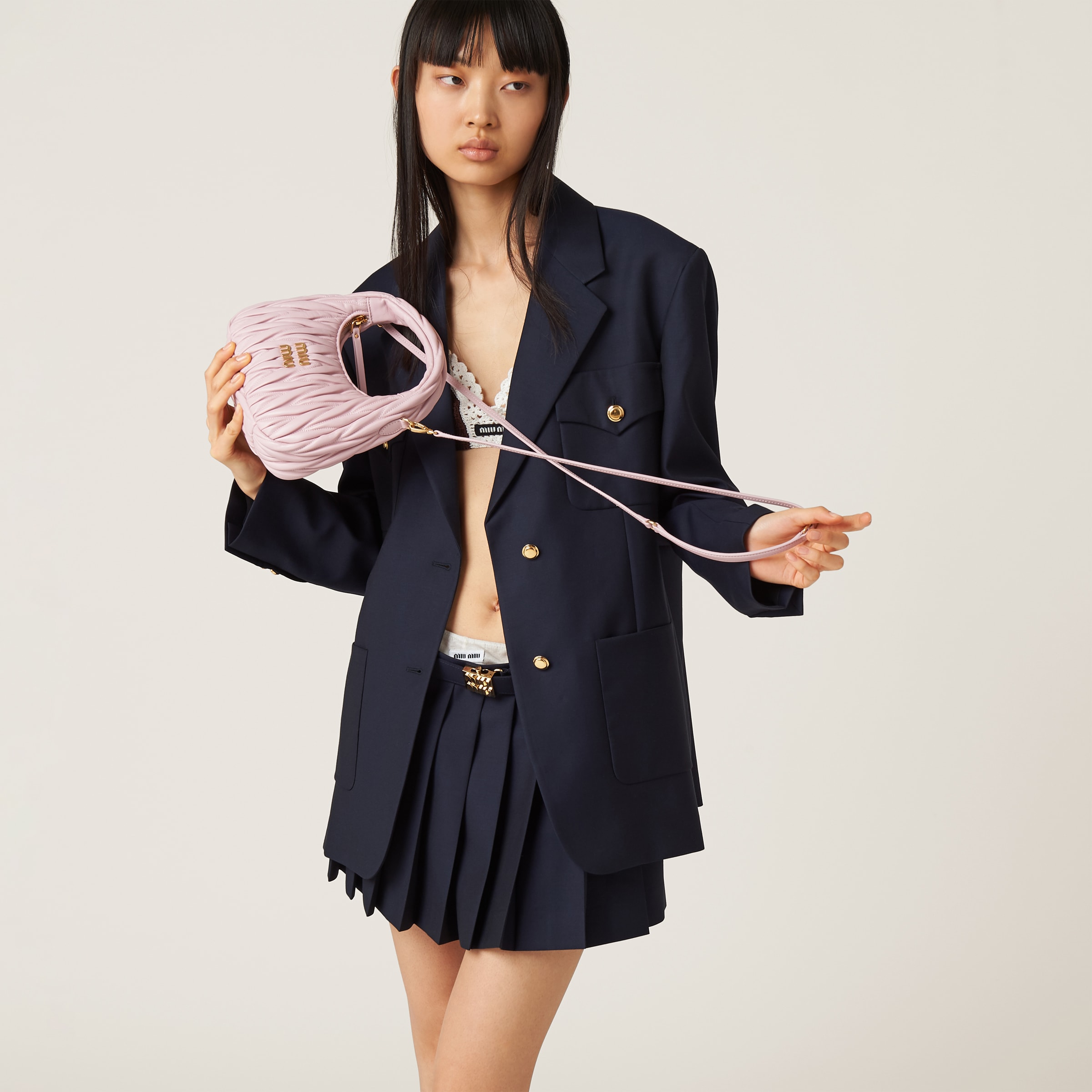 ★MiuMiu★ Patent Leather Hairpin Alabaster Pink 5IF092069F0 Alabaster Pink Patent Leather Hair Clip | Miu Miu