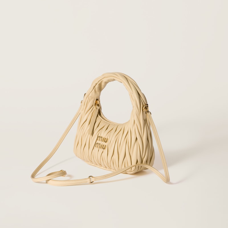 Wander matelassé nappa leather hobo bag