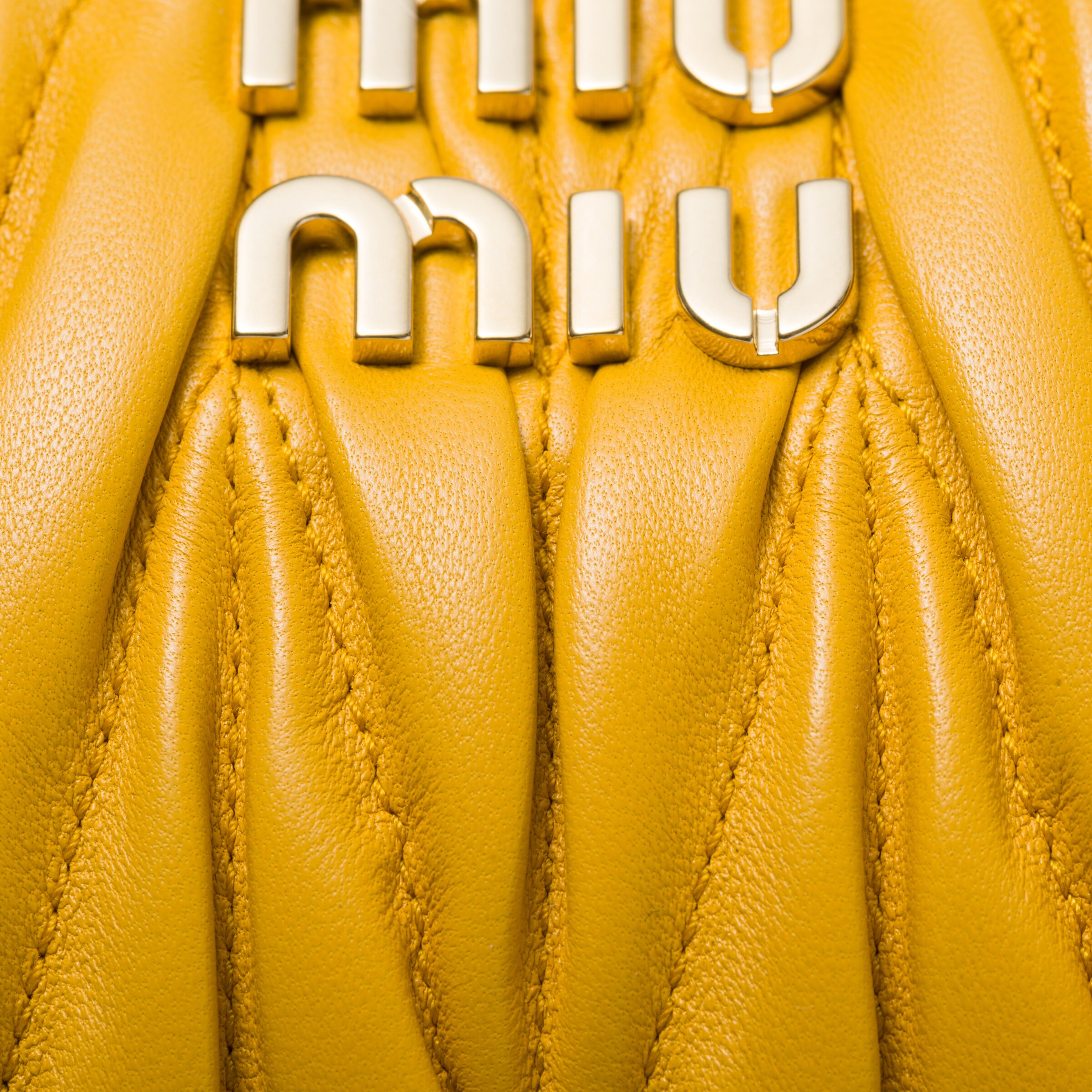 Sunny Yellow Wander Matelasse Nappa Leather Hobo Bag Miu Miu