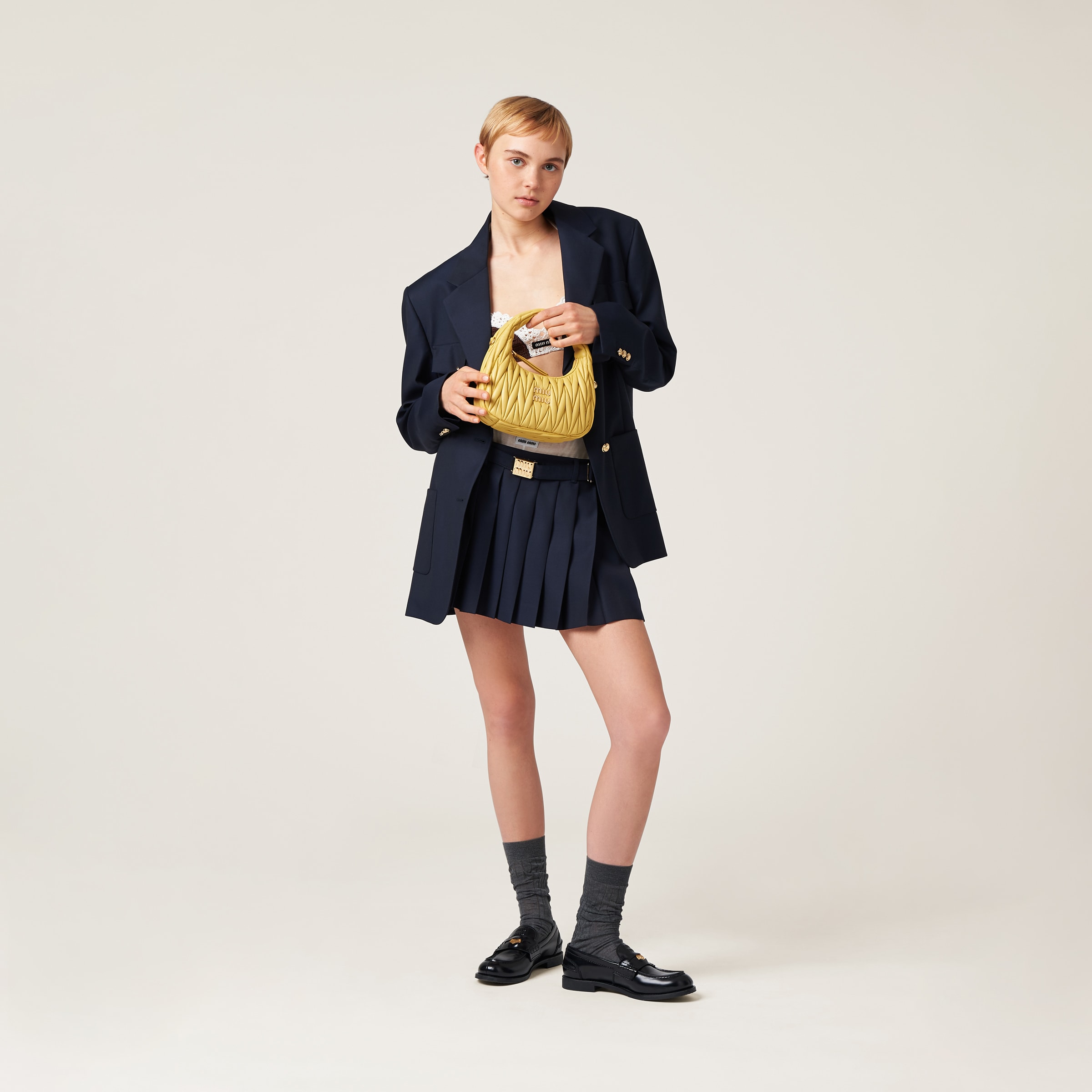 Pineapple Wander Matelassé Nappa Leather Hobo Bag | Miu Miu