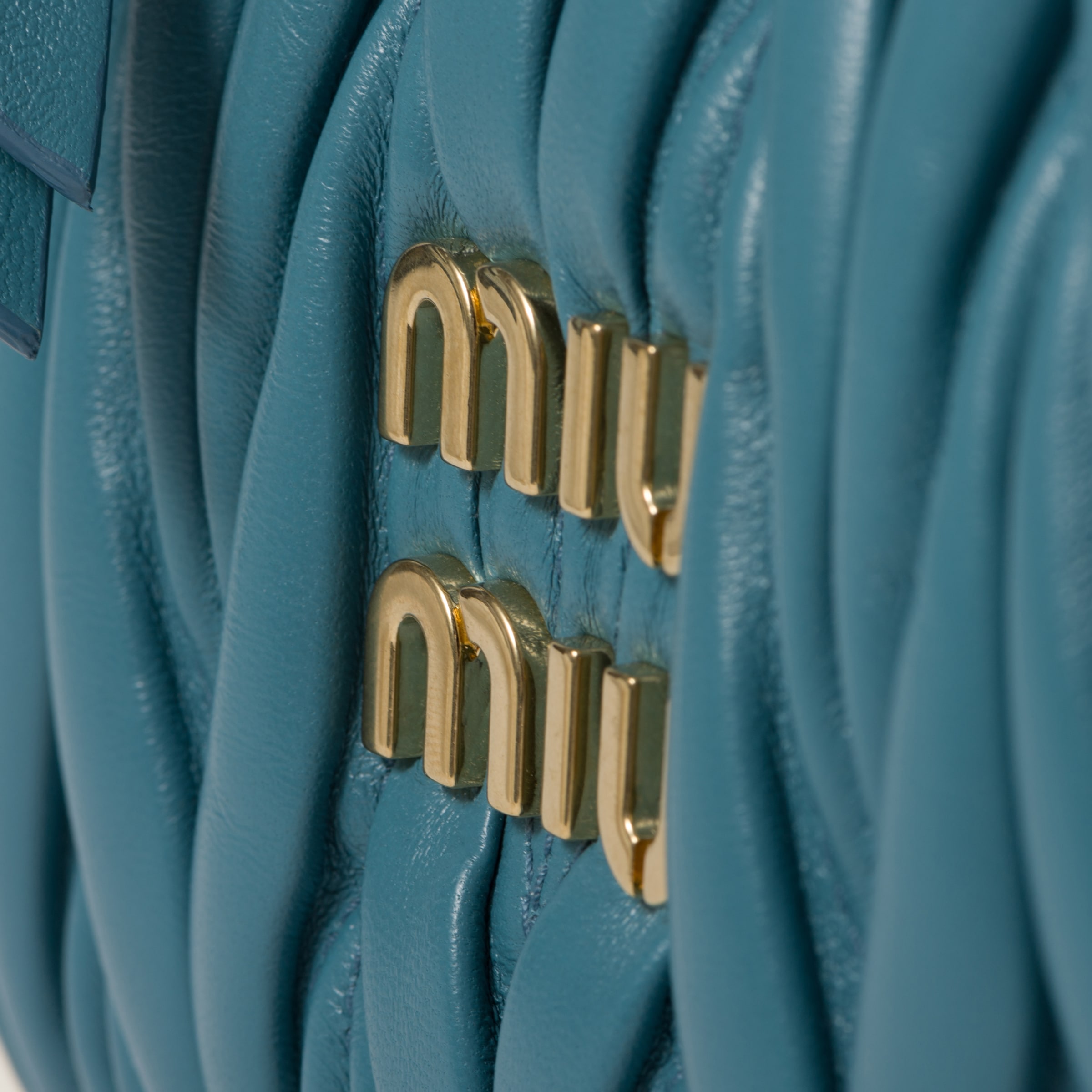 Marina Blue Wander Matelassé Nappa Leather Hobo Bag | Miu Miu