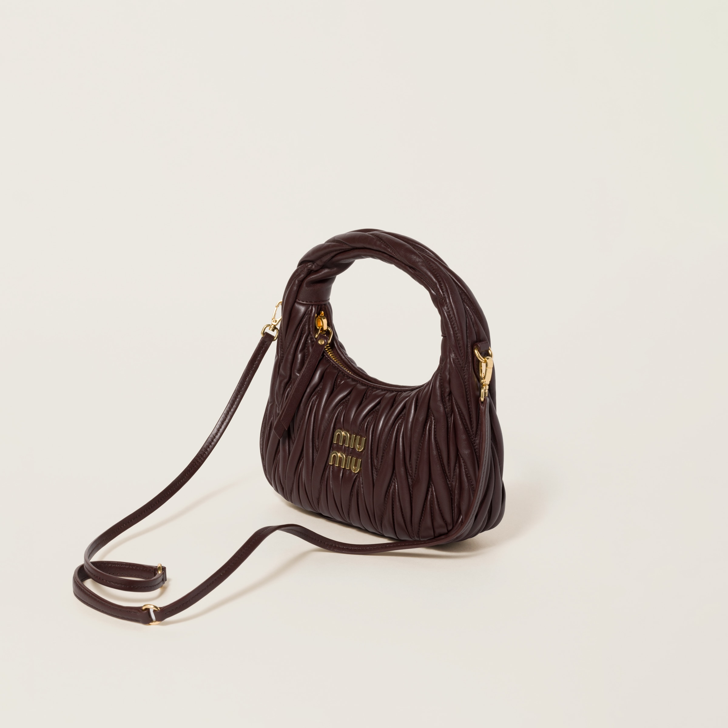 Briarwood Wander Matelassé Nappa Leather Hobo Bag | Miu Miu