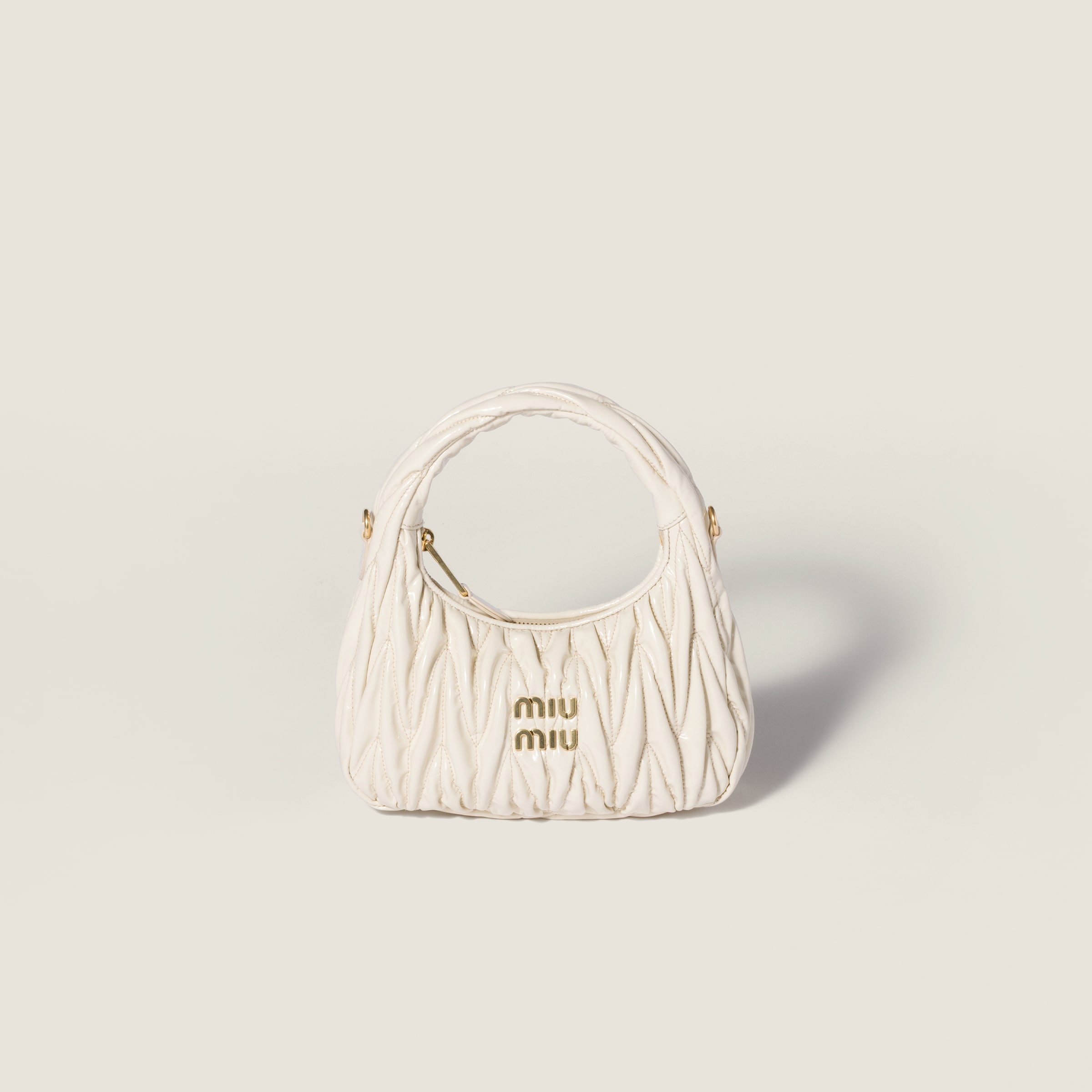 Ivory Wander Matelassé Patent Leather Bag | Miu Miu