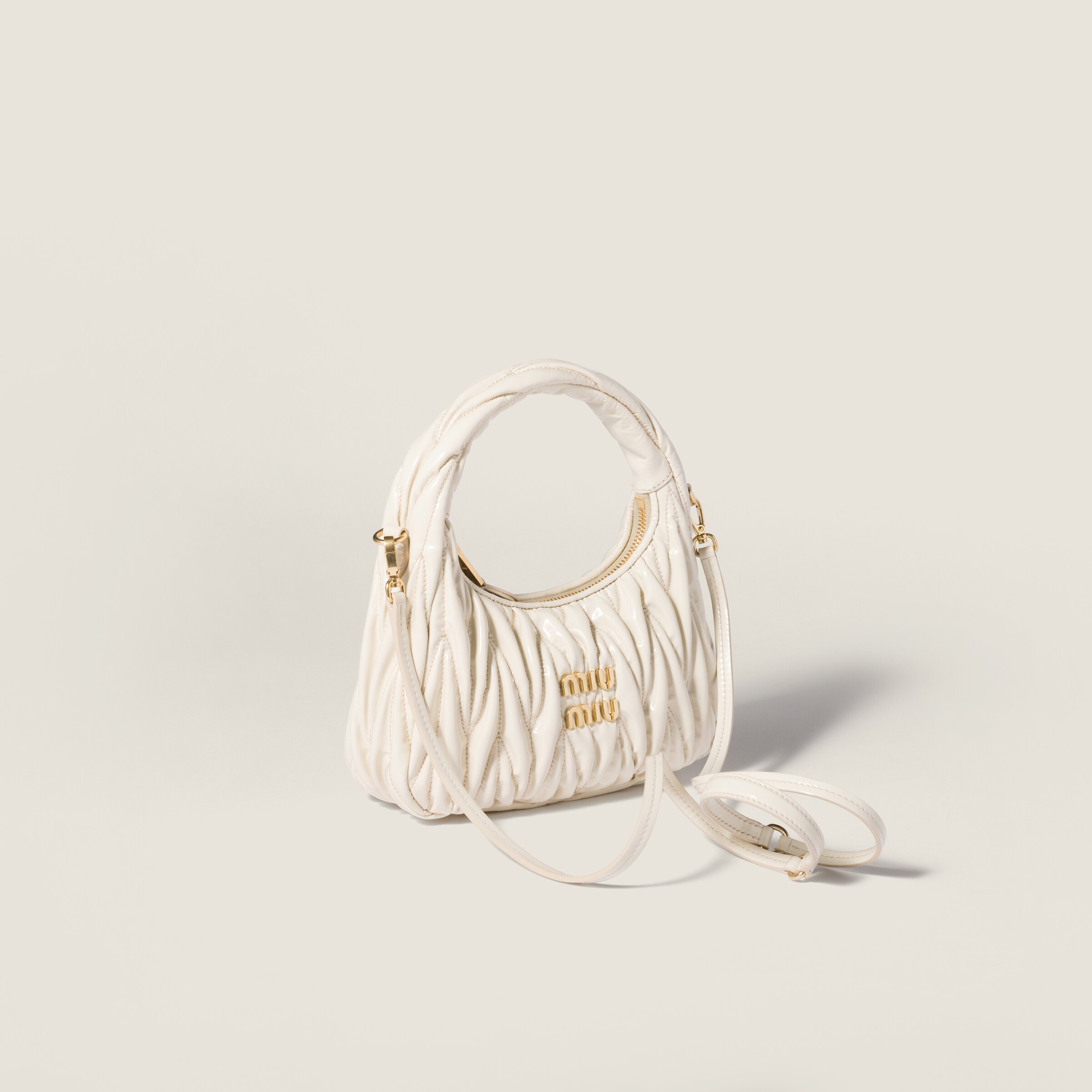 Ivory Wander Matelassé Patent Leather Bag | Miu Miu