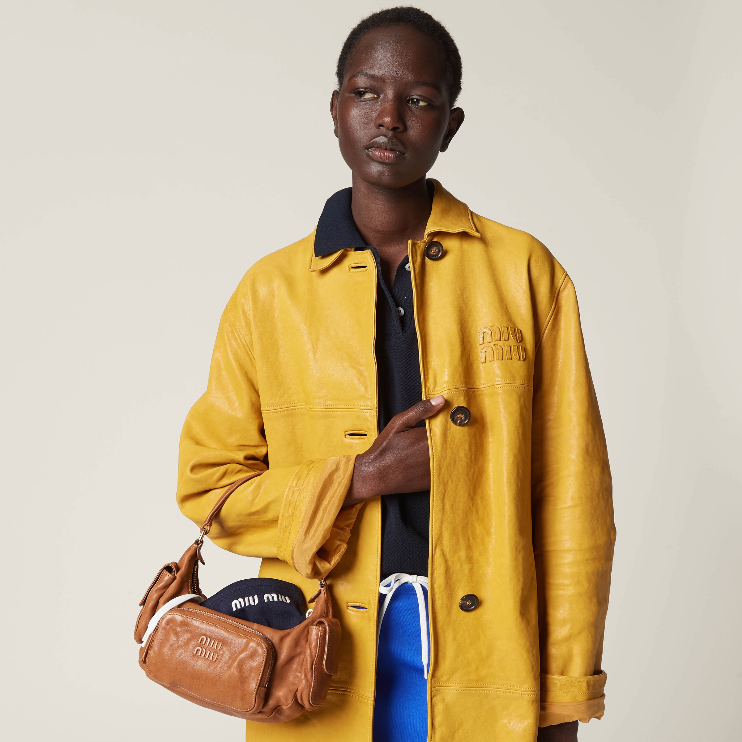 Caramel Pocket Nappa Leather Bag | Miu Miu