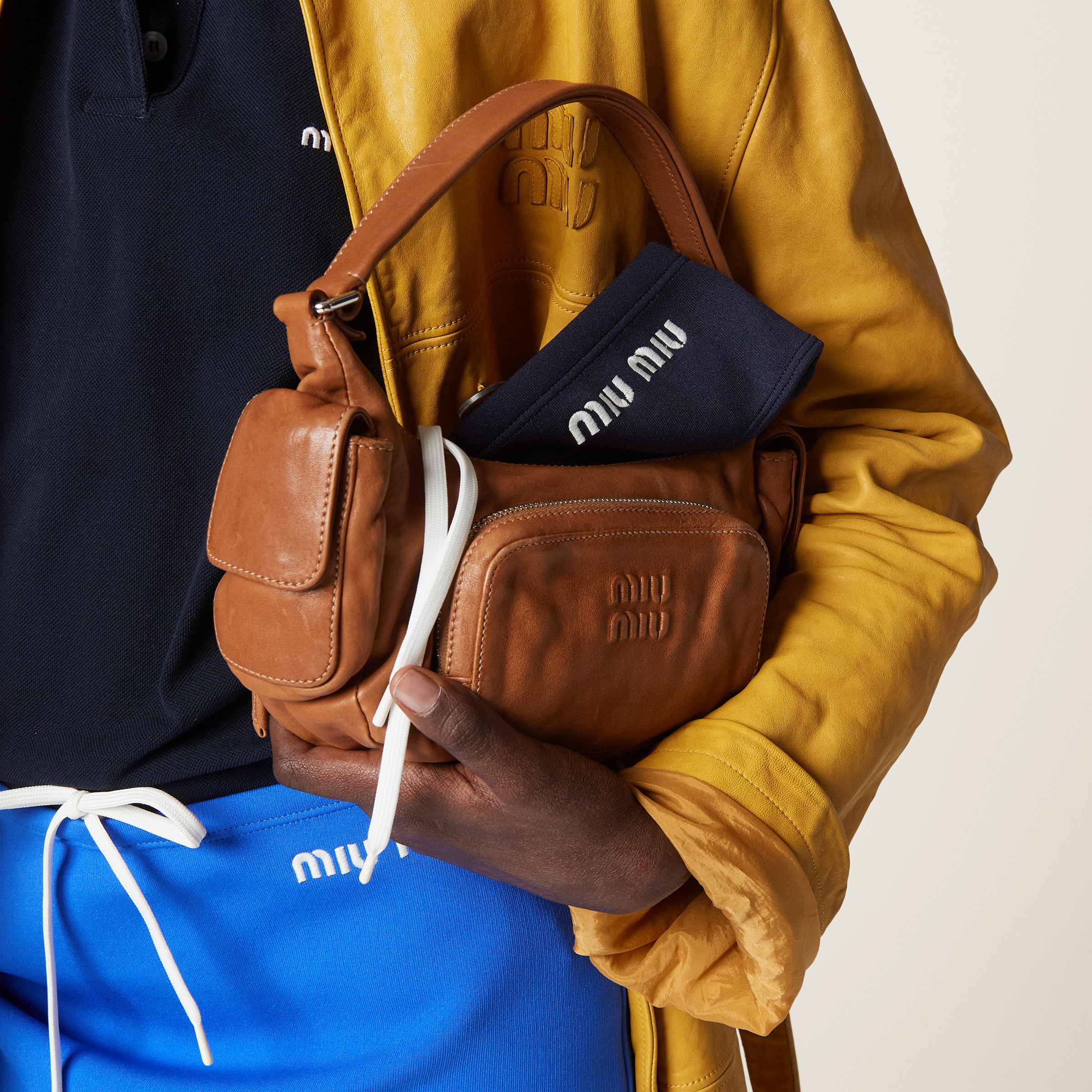 Caramel Pocket Nappa Leather Bag | Miu Miu