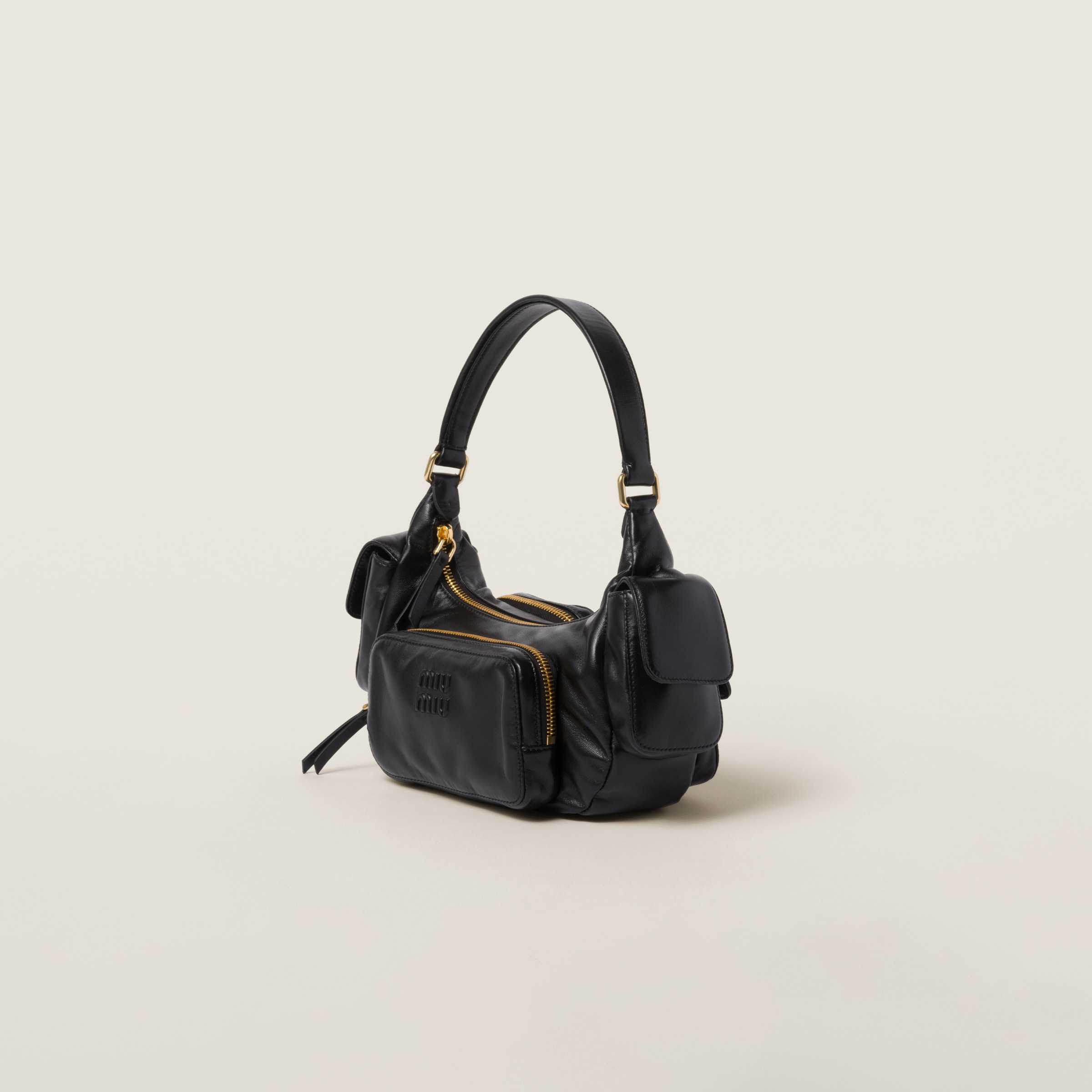 Miu Miu Nappa Leather Pocket Bag in Black