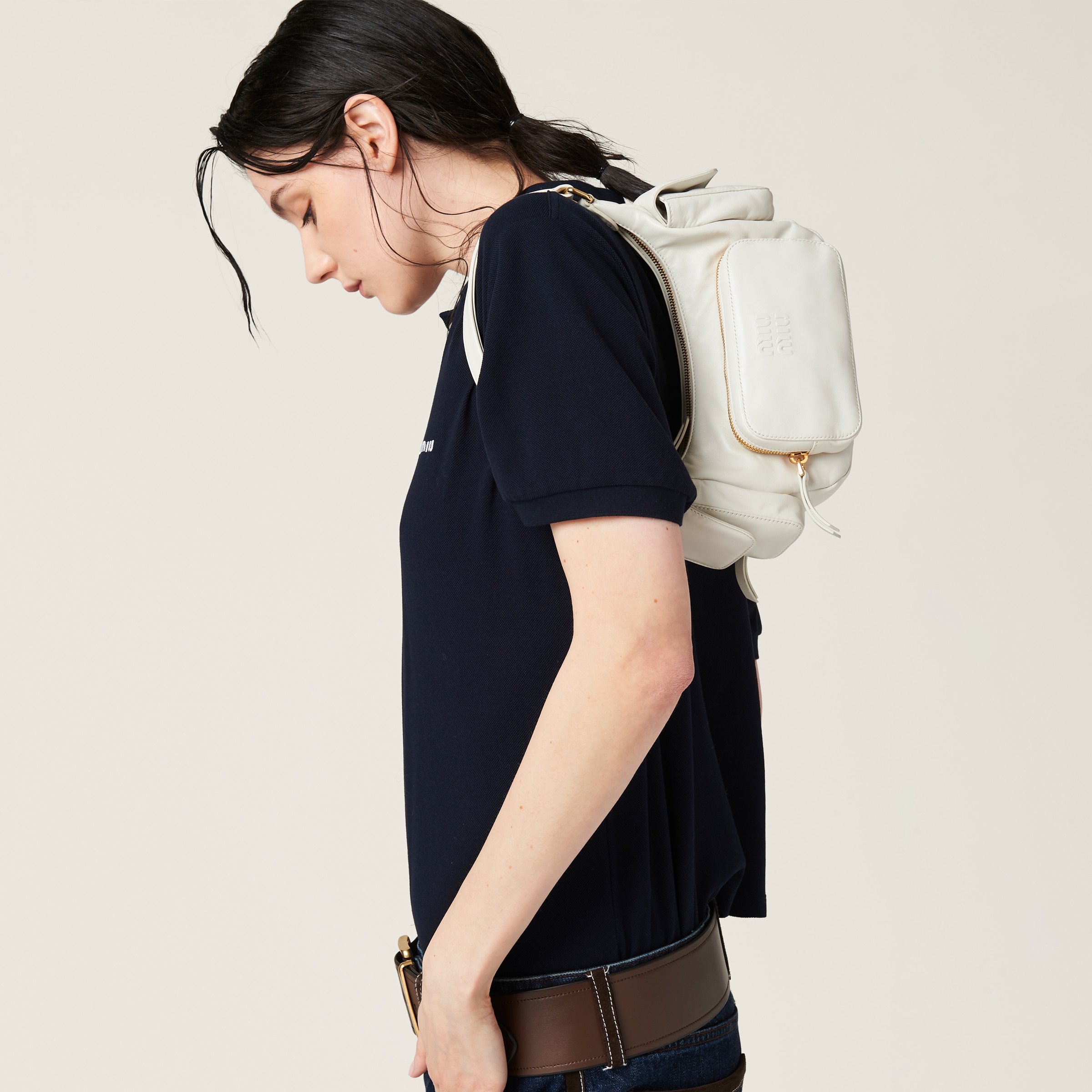 White Nappa Leather Pocket Bag | Miu Miu