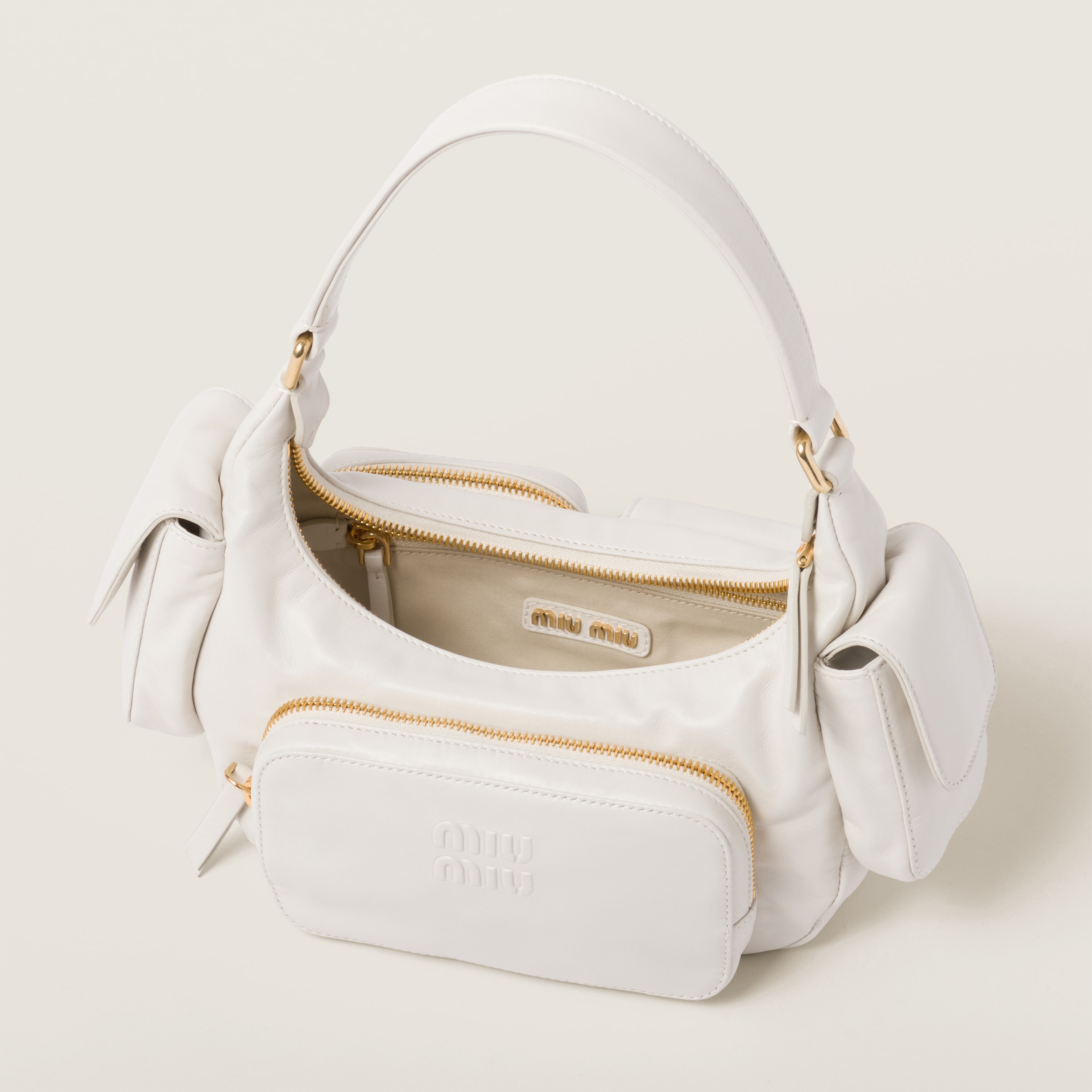 White Nappa Leather Pocket Bag