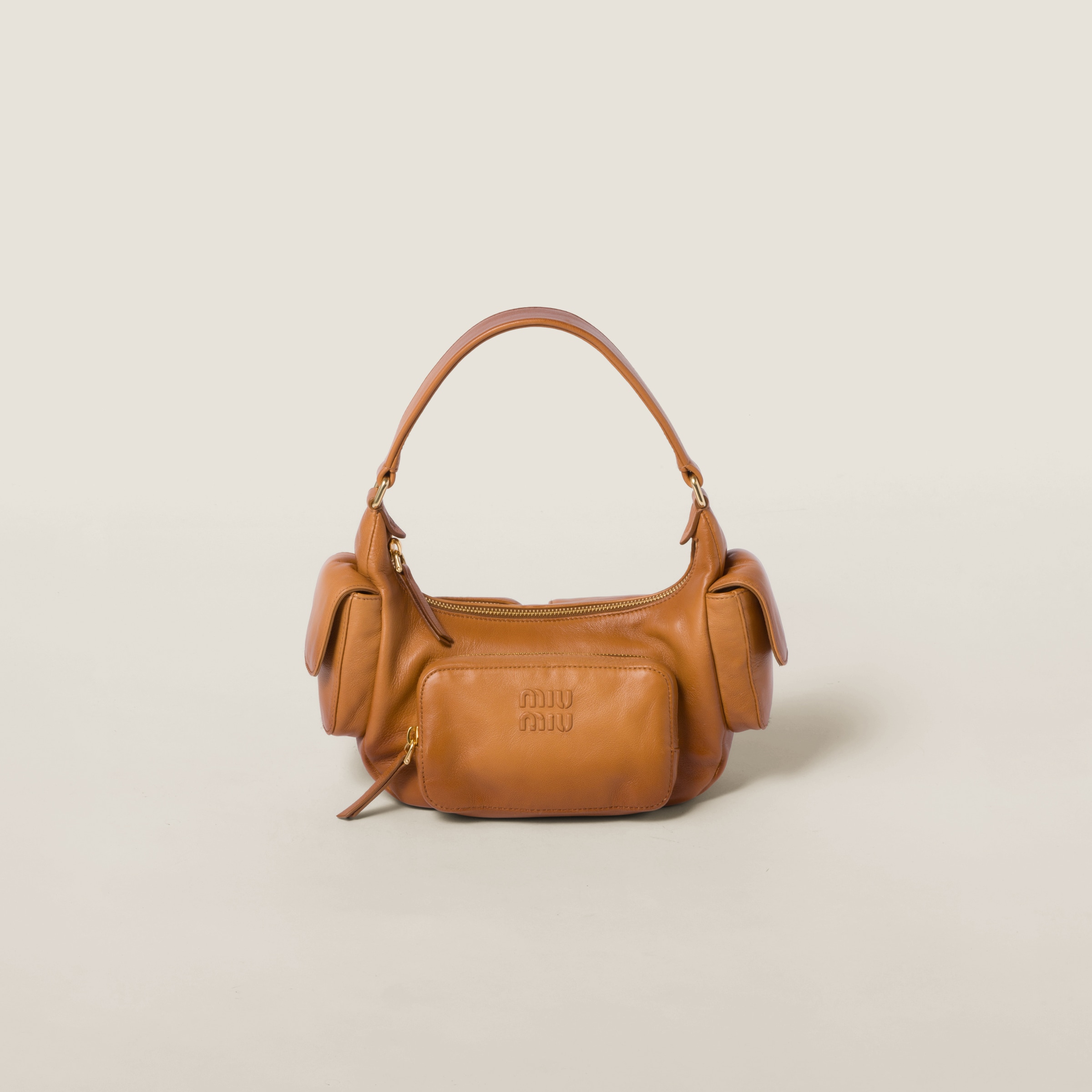 Miumiu Nappa Leather Pocket Bag In Honey