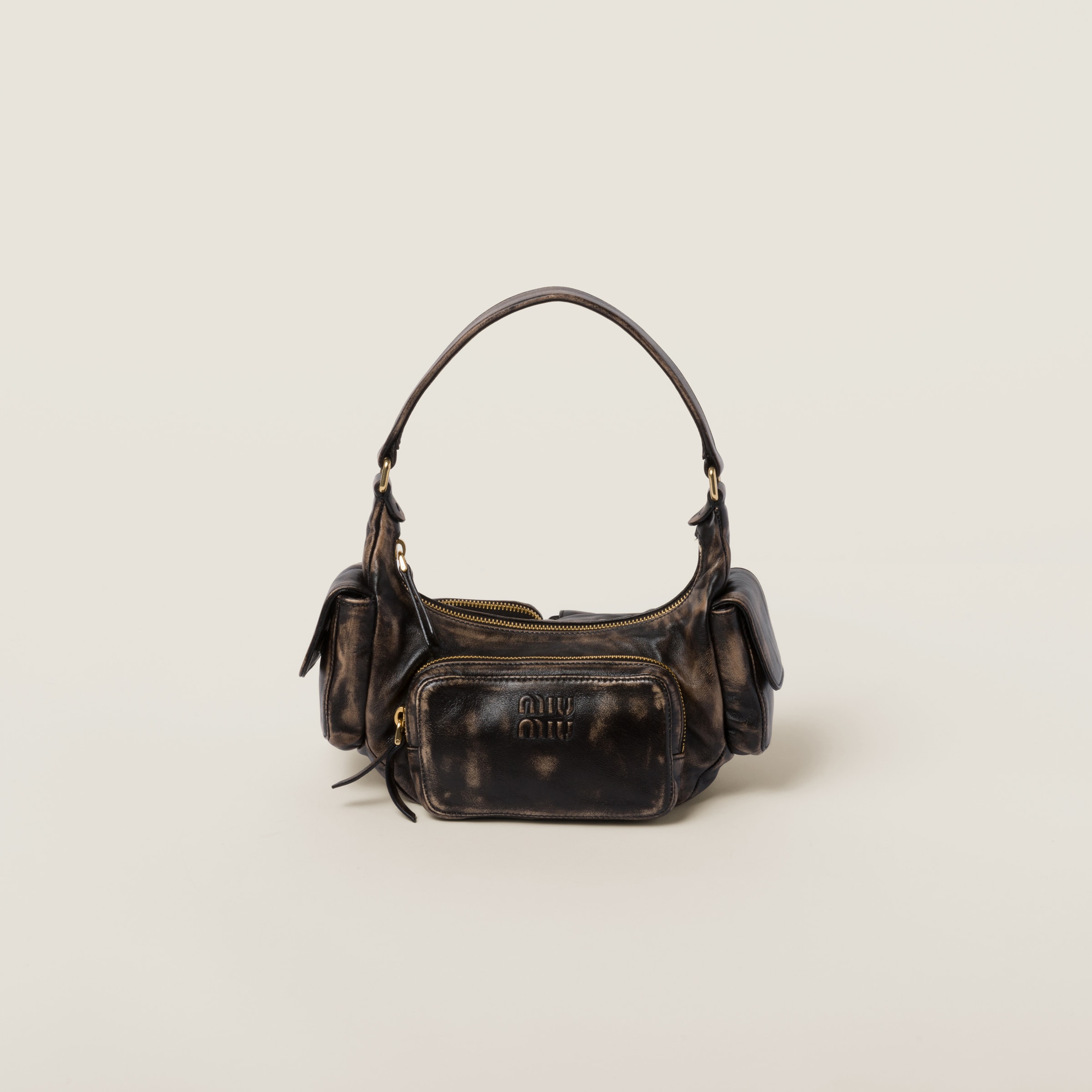 Miu Miu, Bags, Auth Miu Miu Brown Leather Shoulder Bag