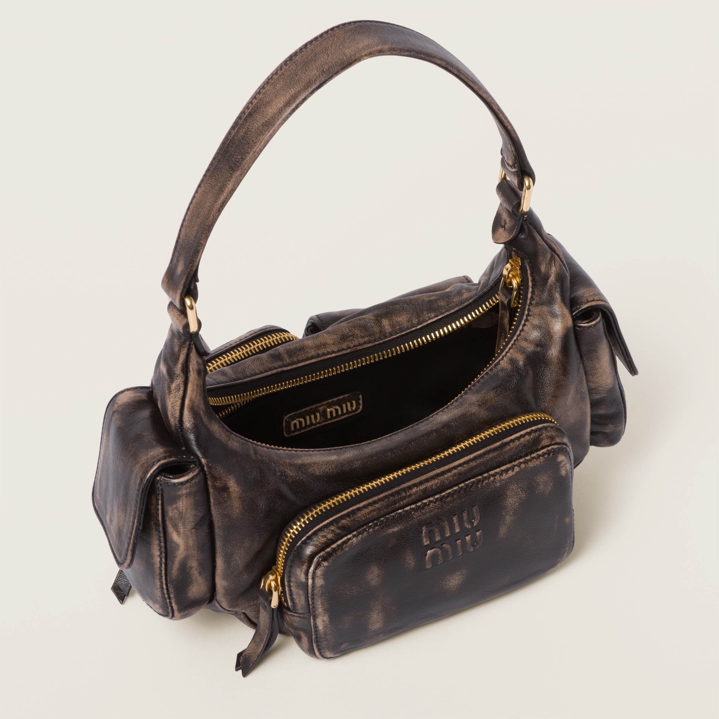 Sand/coffee Nappa Leather Hobo Bag