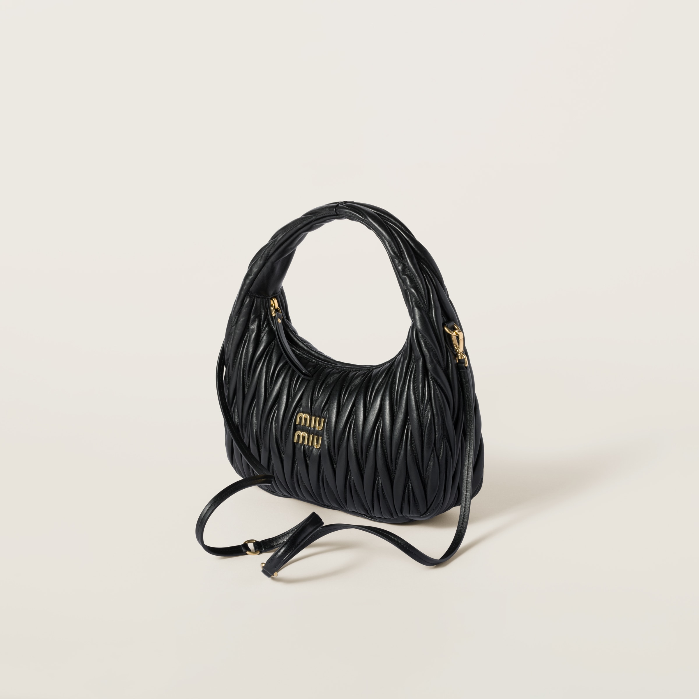 Miu Miu Wander Matelassé Nappa Leather Hobo Bag
