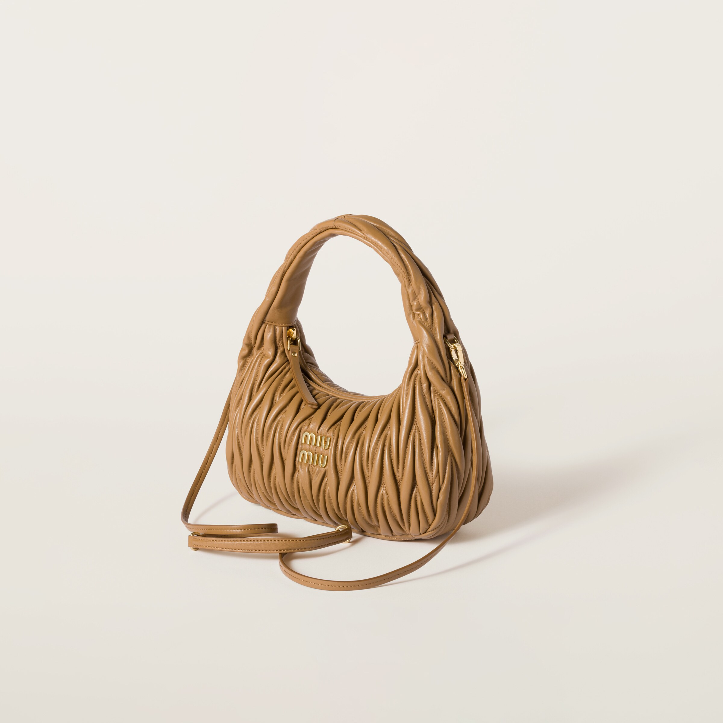 Miu Miu Wander Matelassé Nappa Leather Hobo Bag