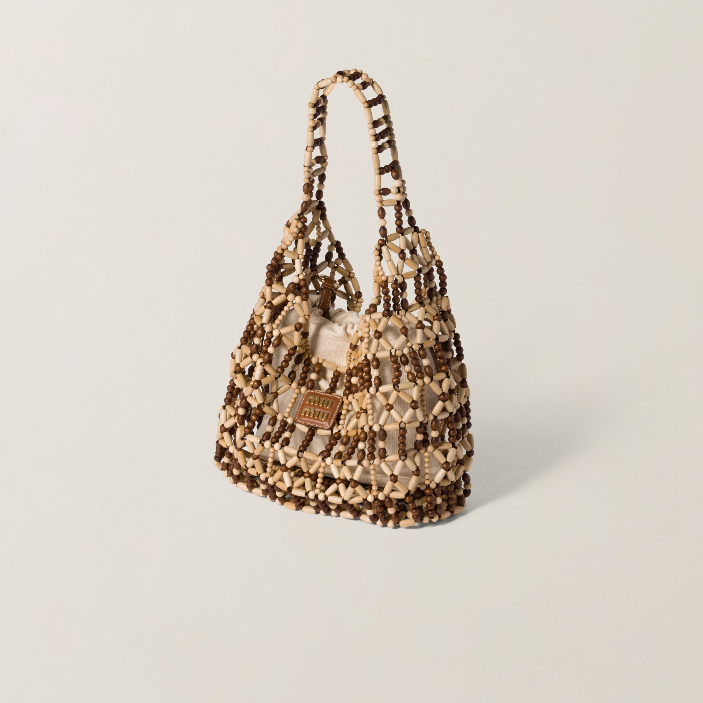 Natural/cocoa Mesh Bag | Miu Miu - United States Natural/cocoa Mesh Bag | Miu Miu - United States