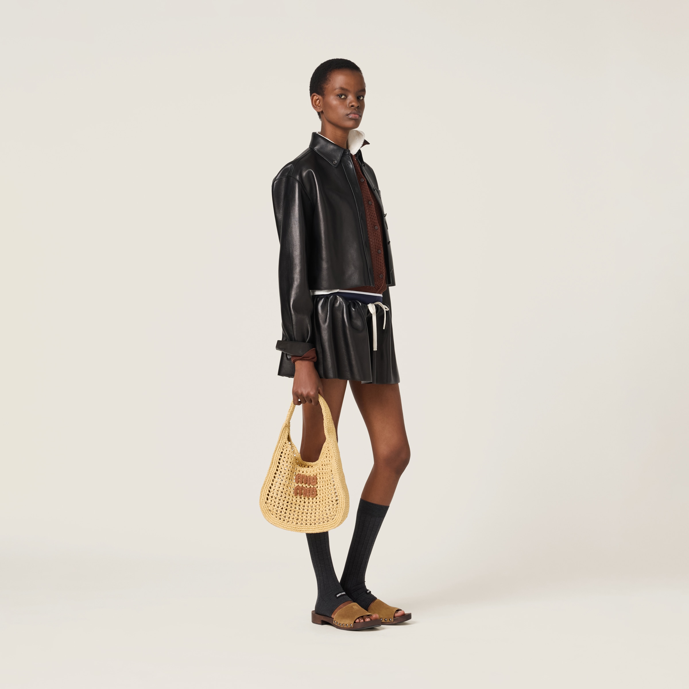 Miu Miu Raffia-effect Woven Hobo Bag