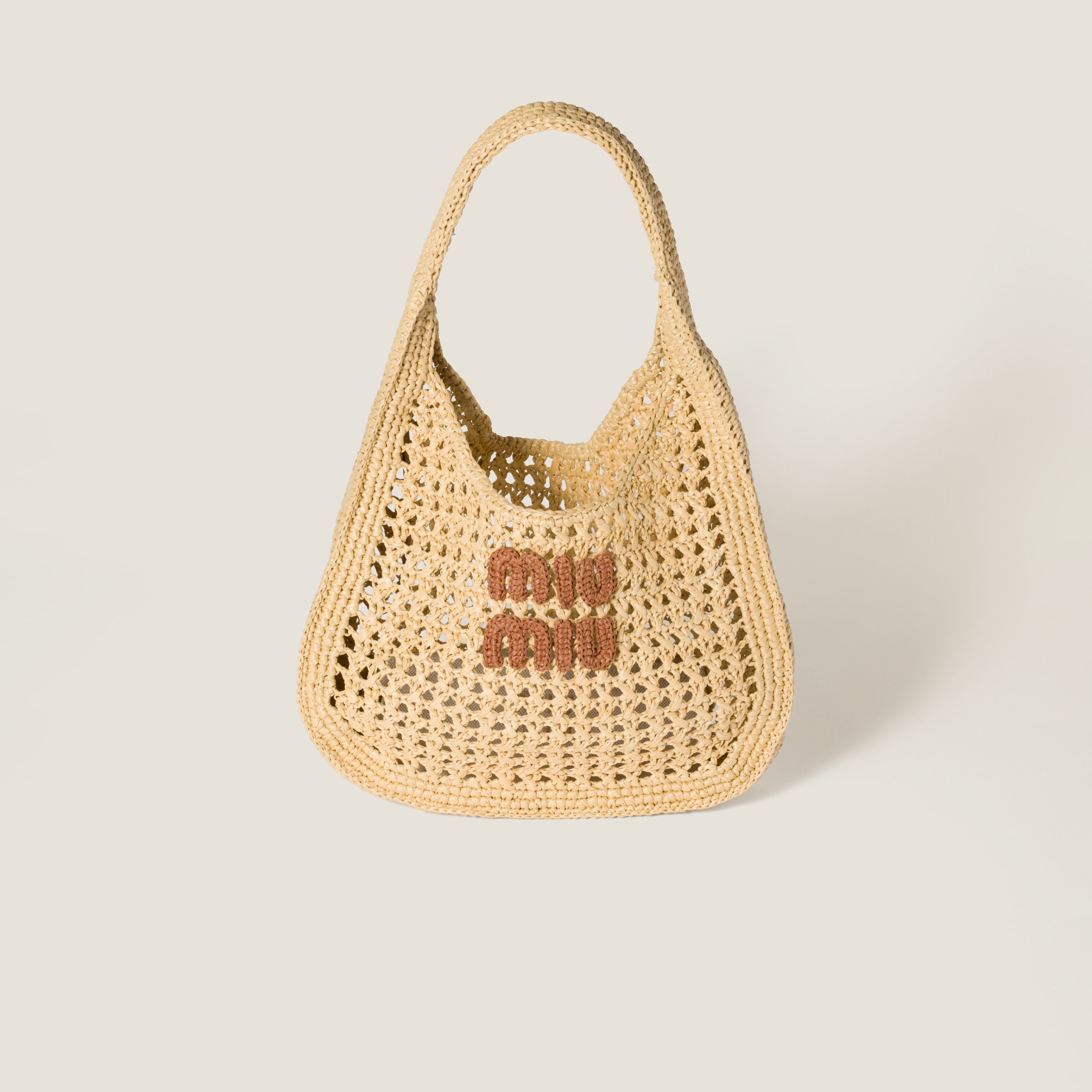 Miu Miu Raffia-effect Woven Hobo Bag