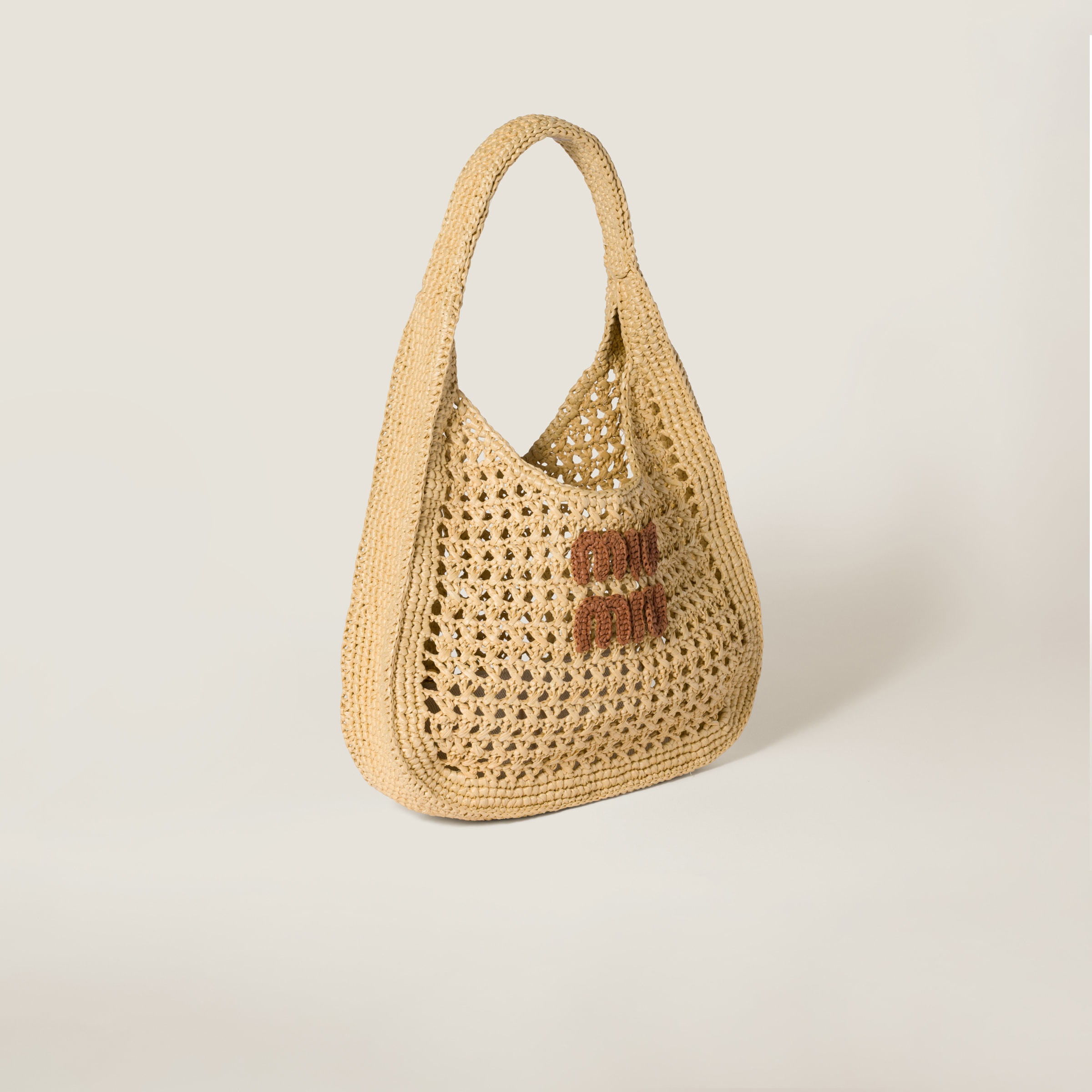 Miu Miu Raffia-effect Woven Hobo Bag