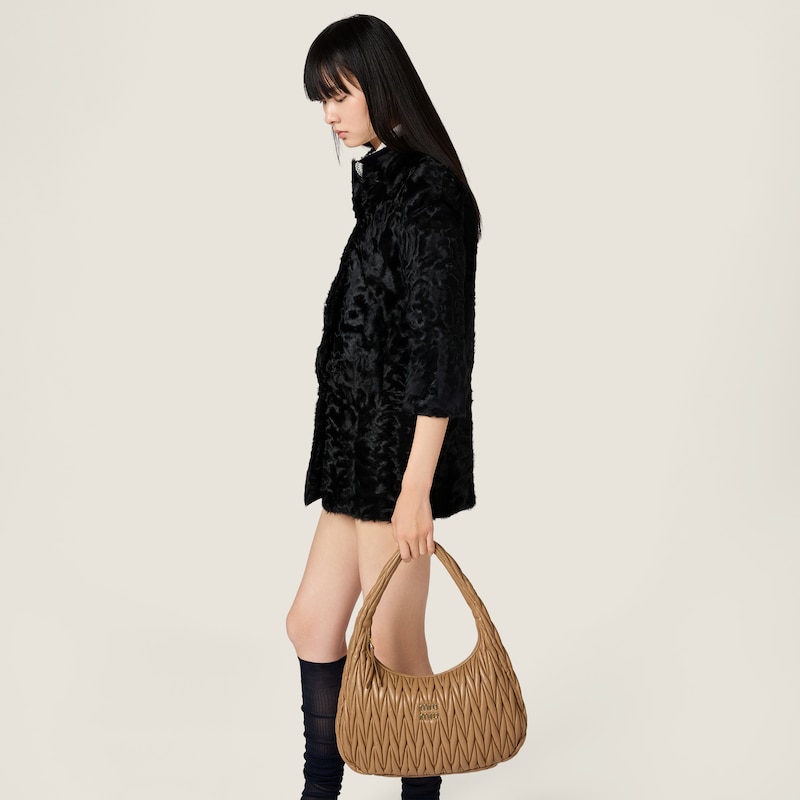 Wander matelassé nappa leather hobo bag