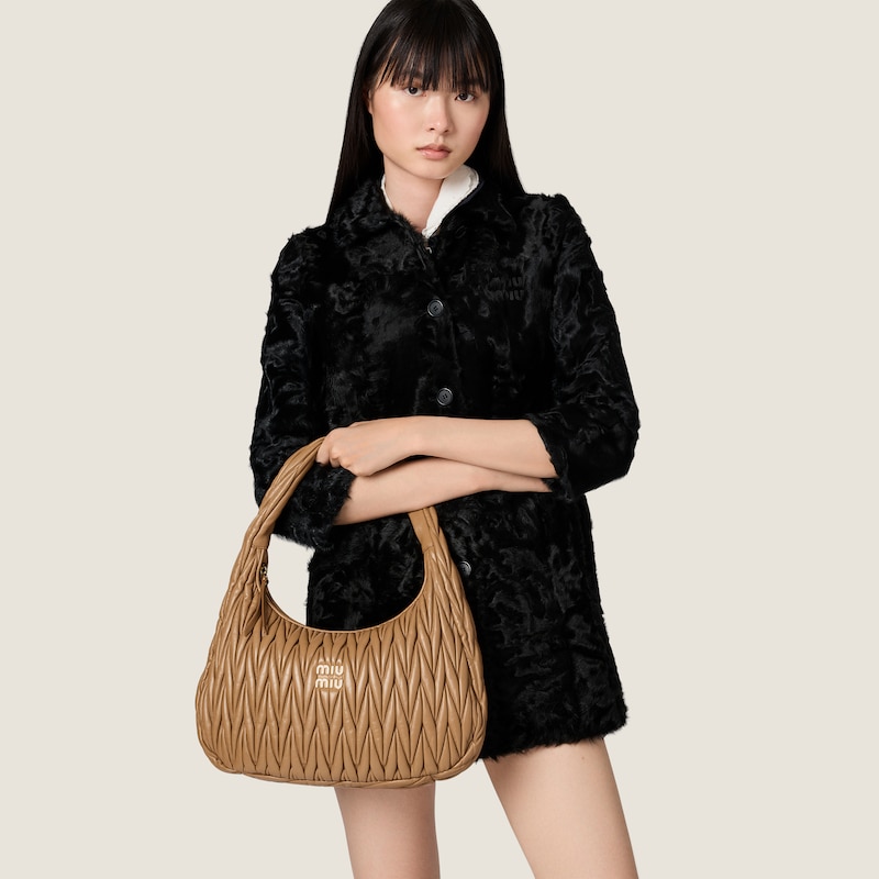 Wander matelassé nappa leather hobo bag