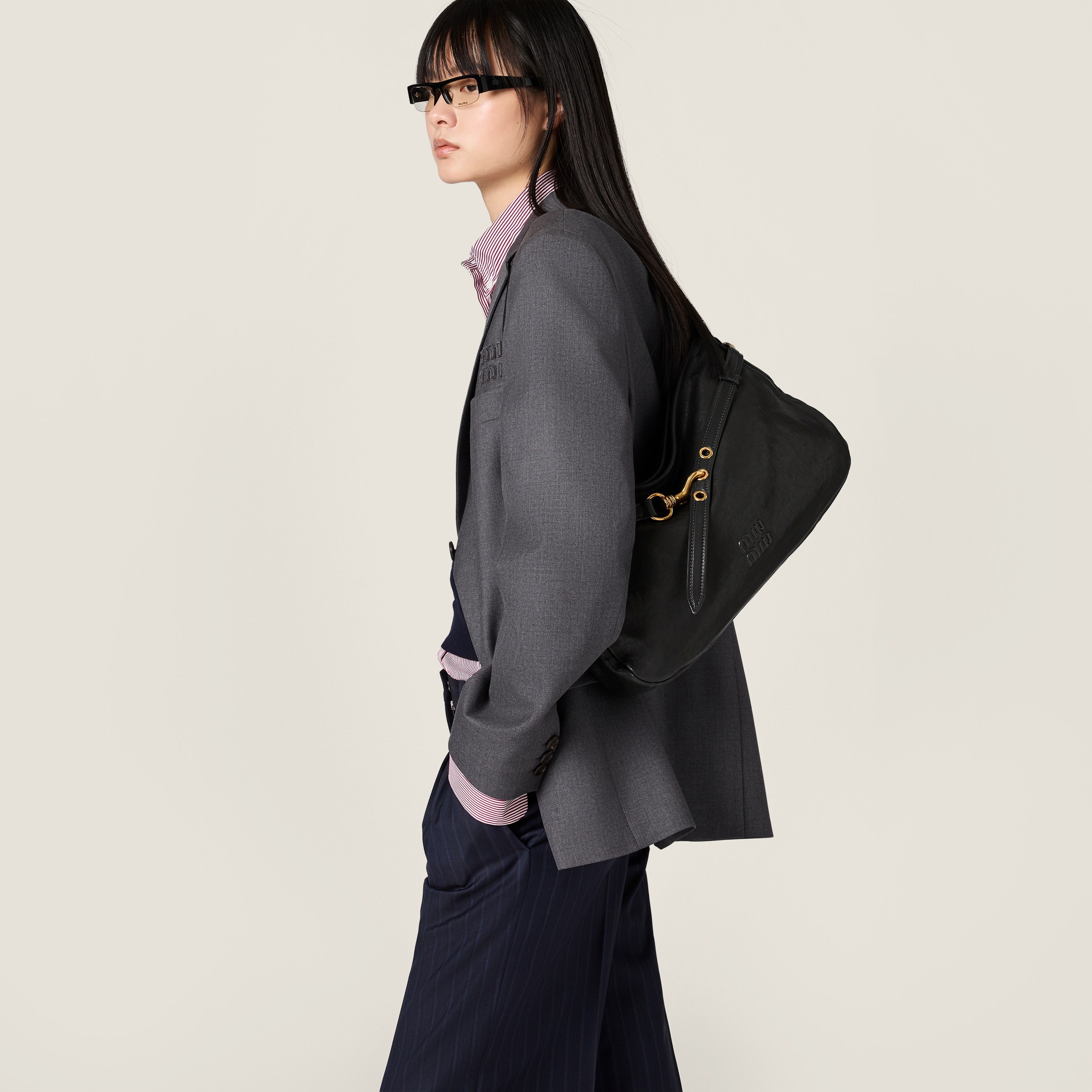 miuページ White/light Blue Ribbed Jersey Tank Top | Miu Miu