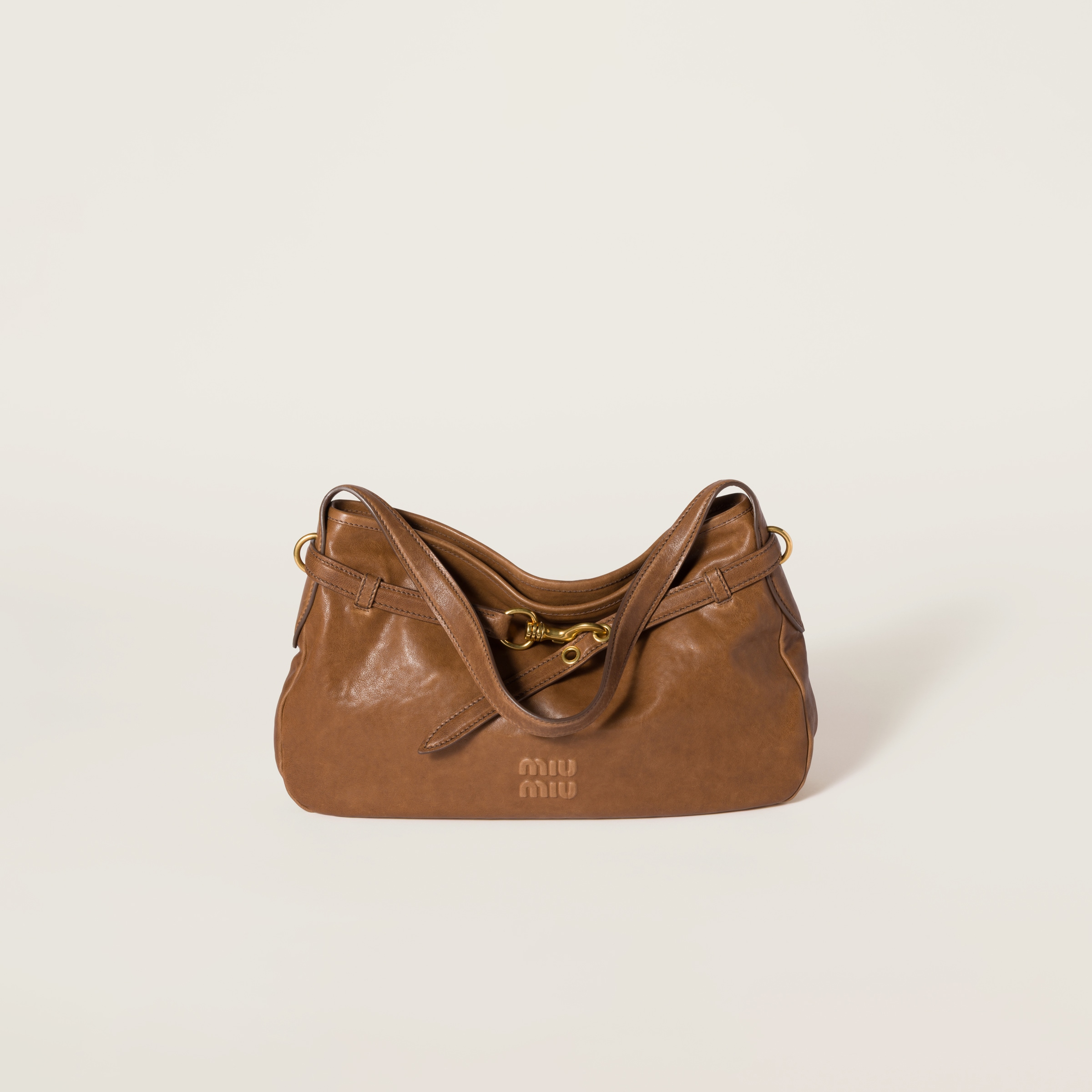 Miu Miu Aventure Nappa Leather Bag In Brown