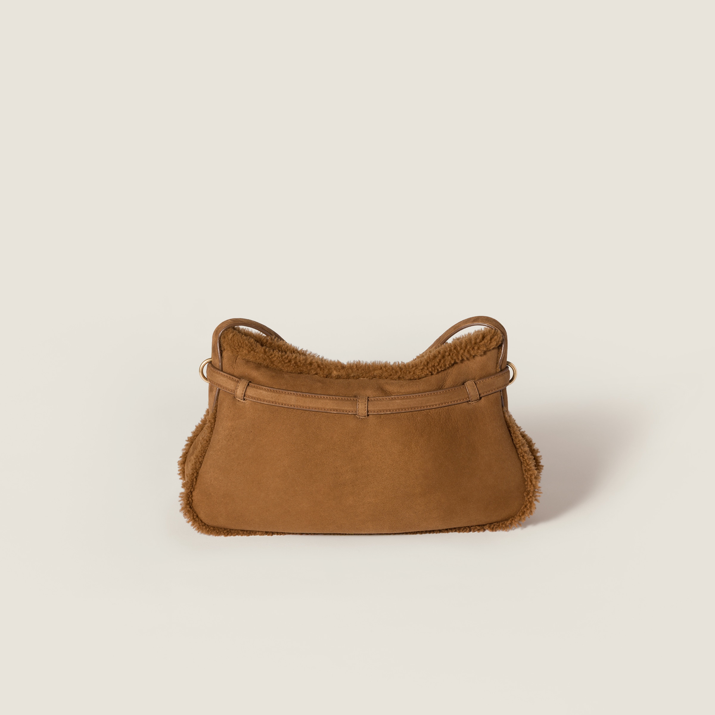 Miu Miu Aventure Shearling Bag In Brown