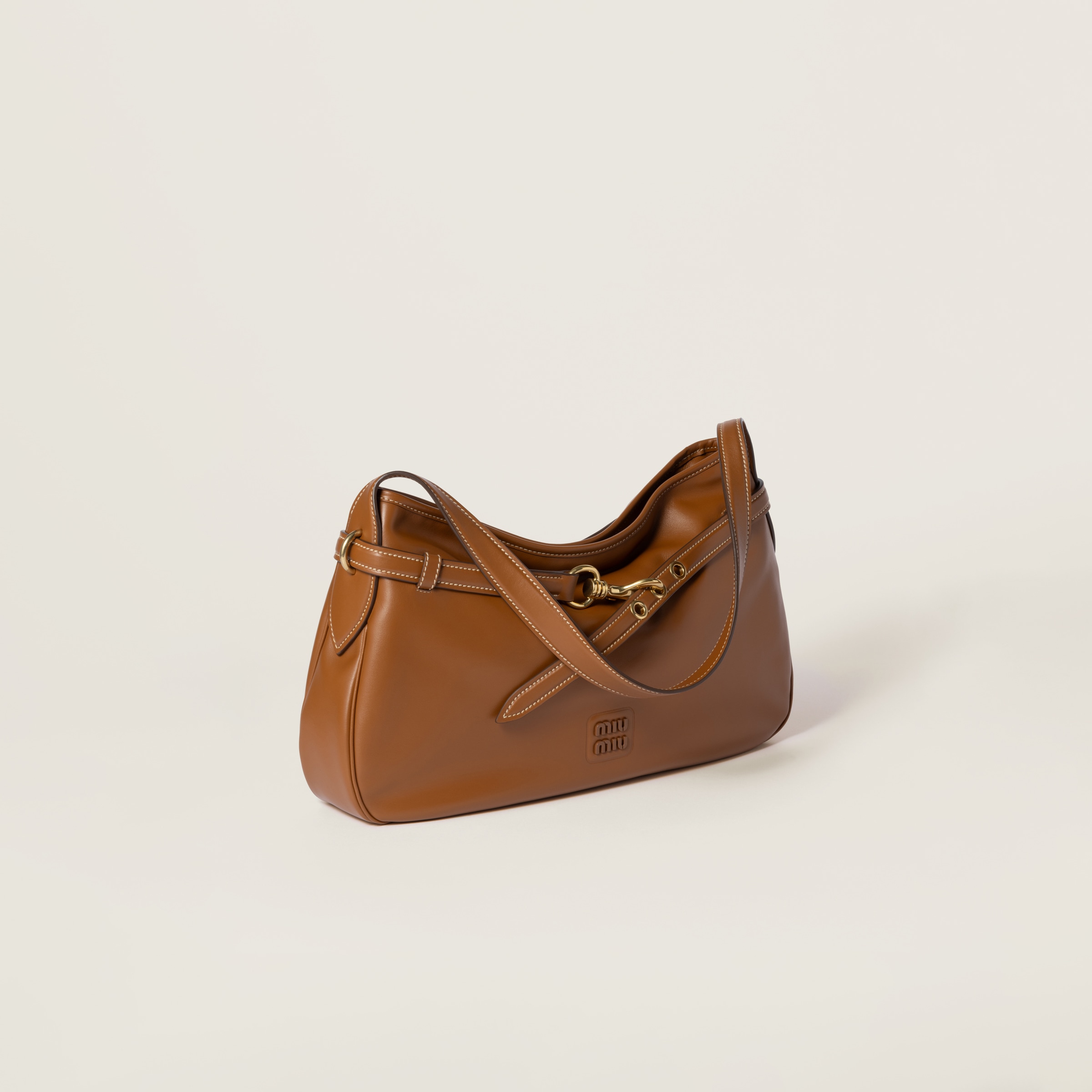 Miu Miu Aventure Shoulder Bag In Cognac