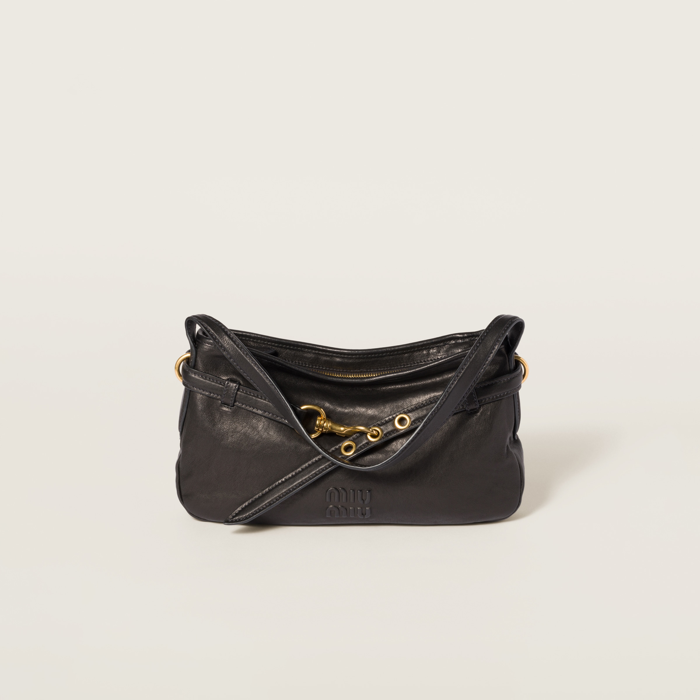 Miu Miu Aventure Nappa Leather Bag In Black