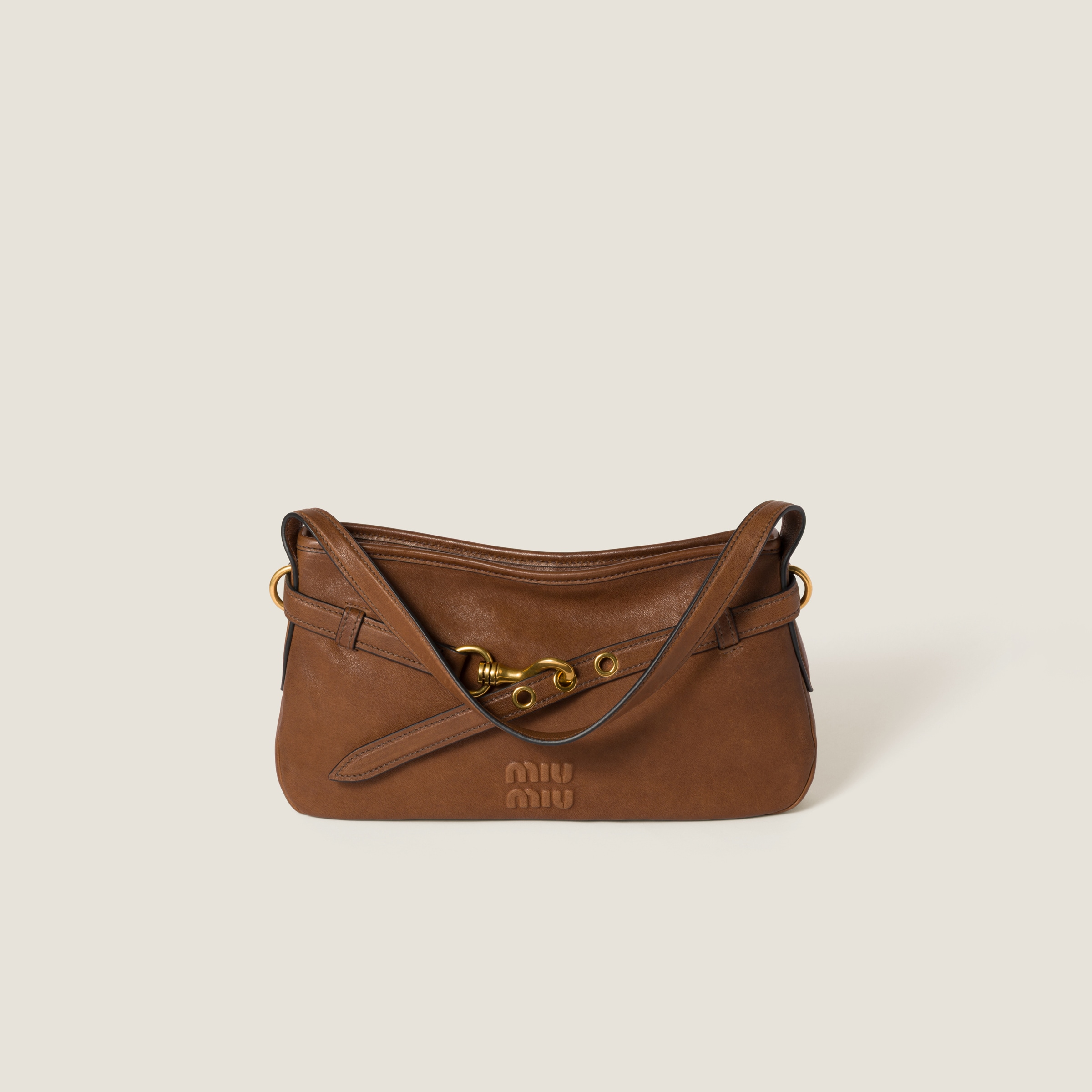 Miu Miu Aventure Nappa Leather Bag In Brown