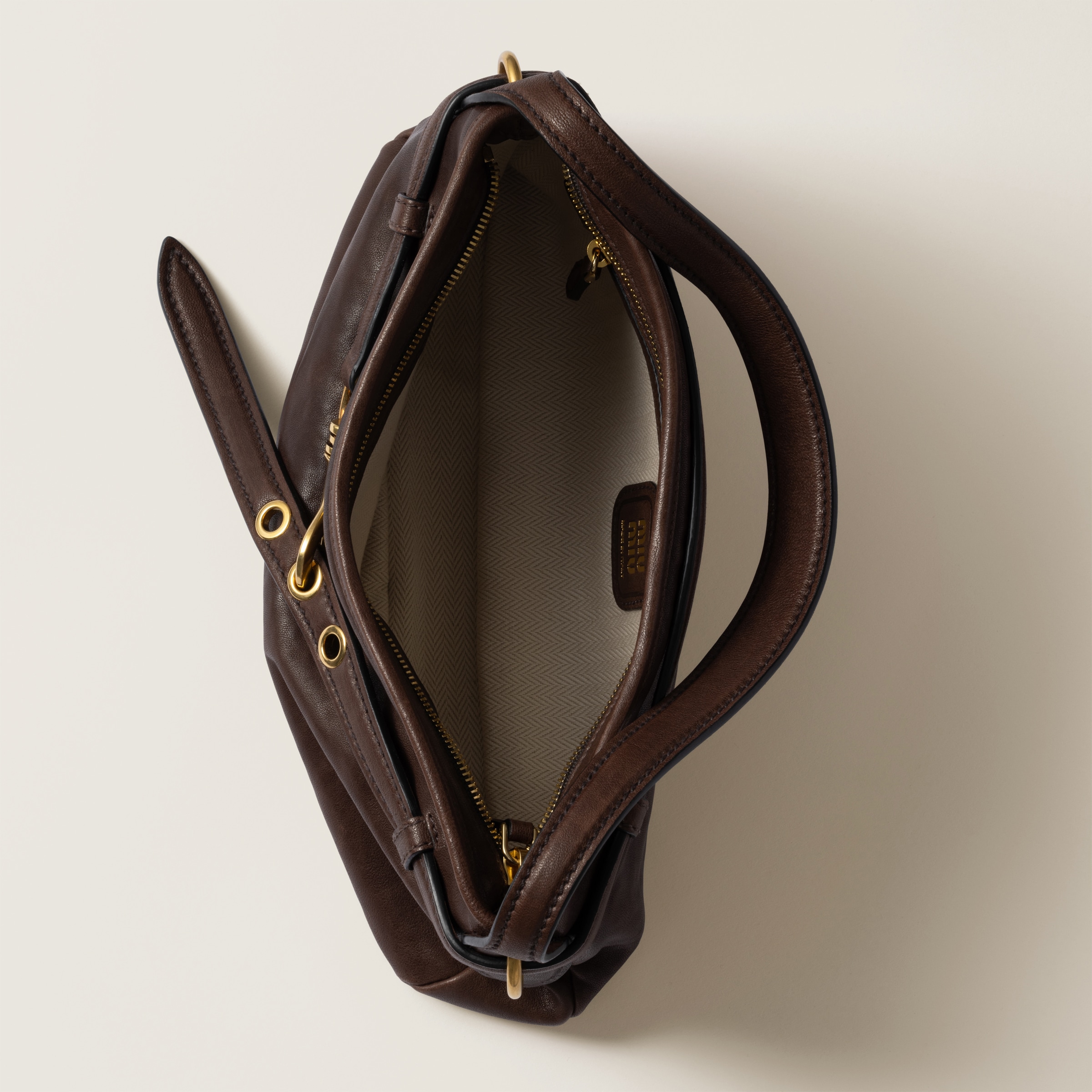 Miu Miu Lambskin Leather Shoulder Bag In Briarwood