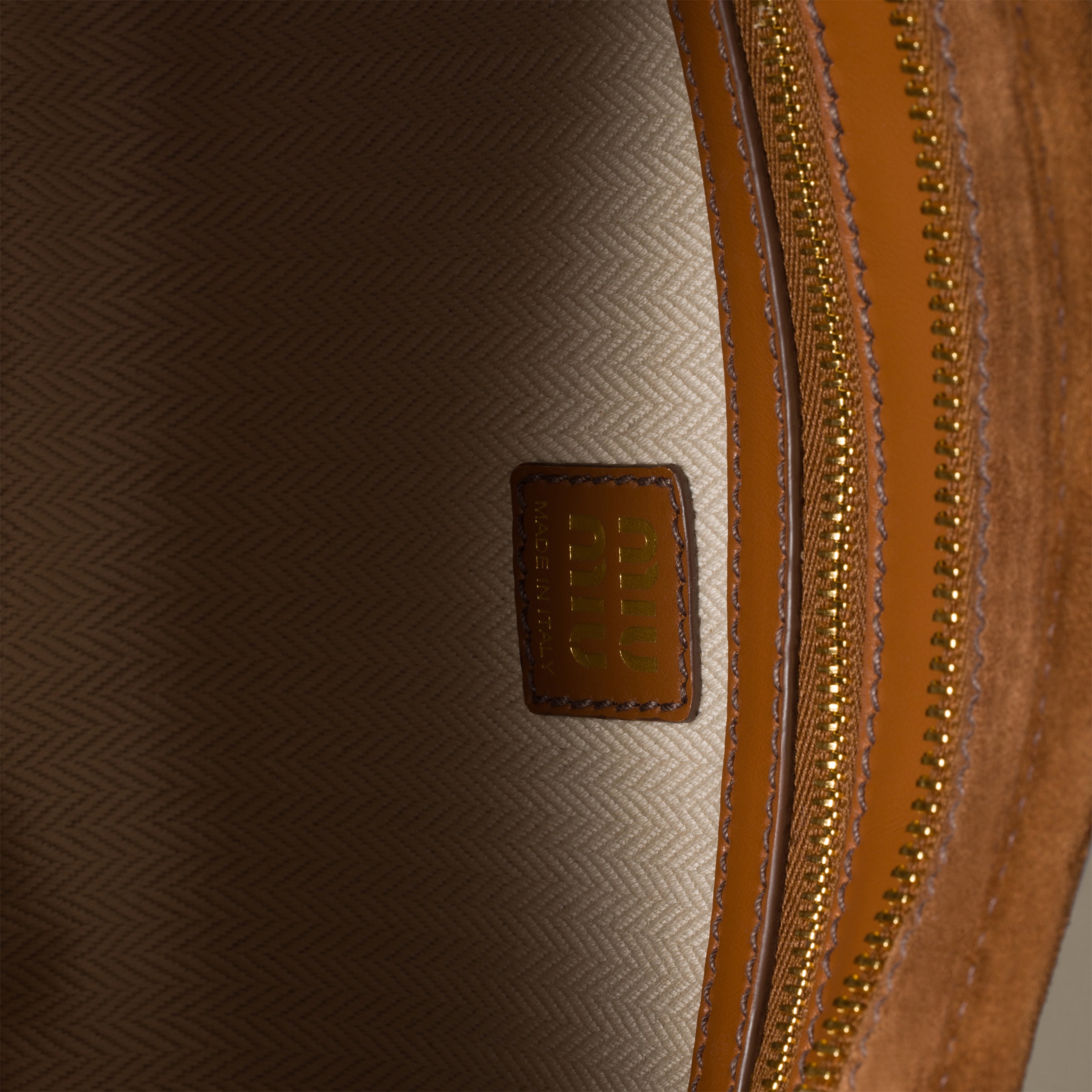 Miu Miu Suede Aventure Shoulder Bag In Oak