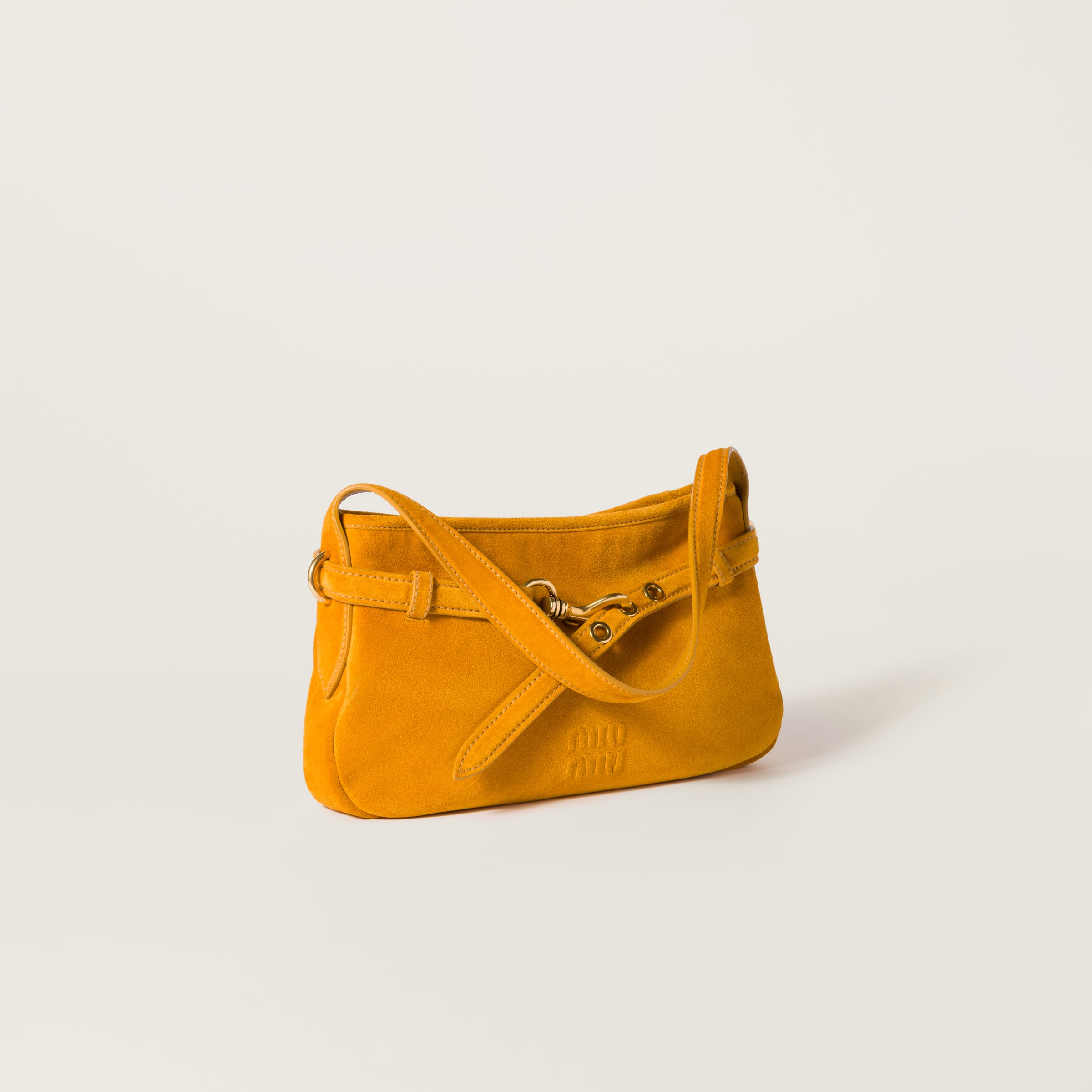 Shop Miu Miu Aventure Suede Bag In Whiskey