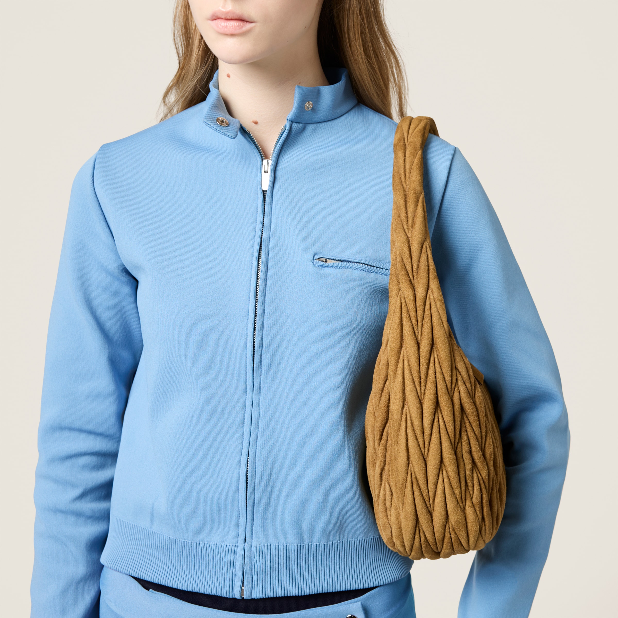 Miu Miu Wander Matelassé Suede Bag In Olive Green