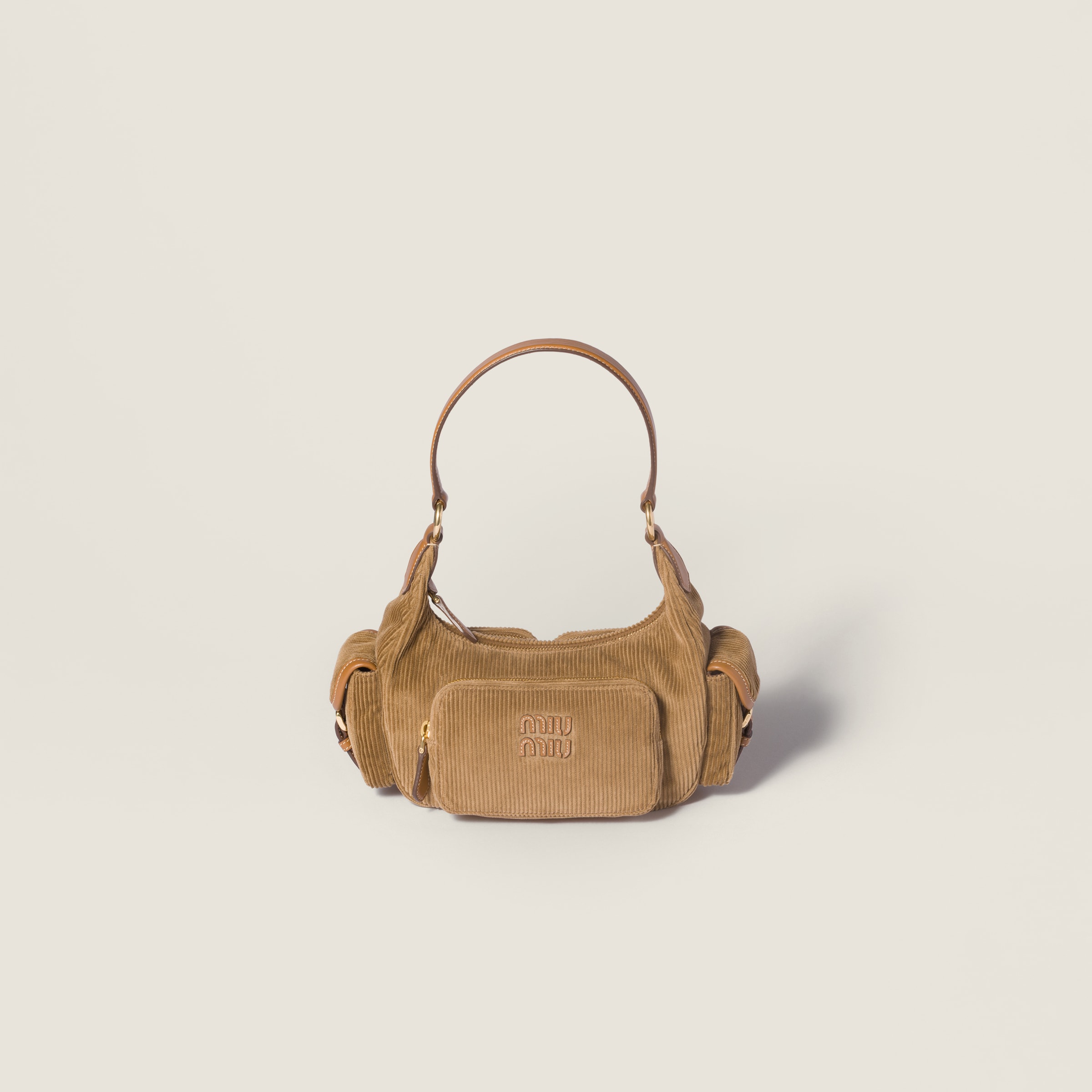 Miu Miu Corduroy Pocket Bag In Brown